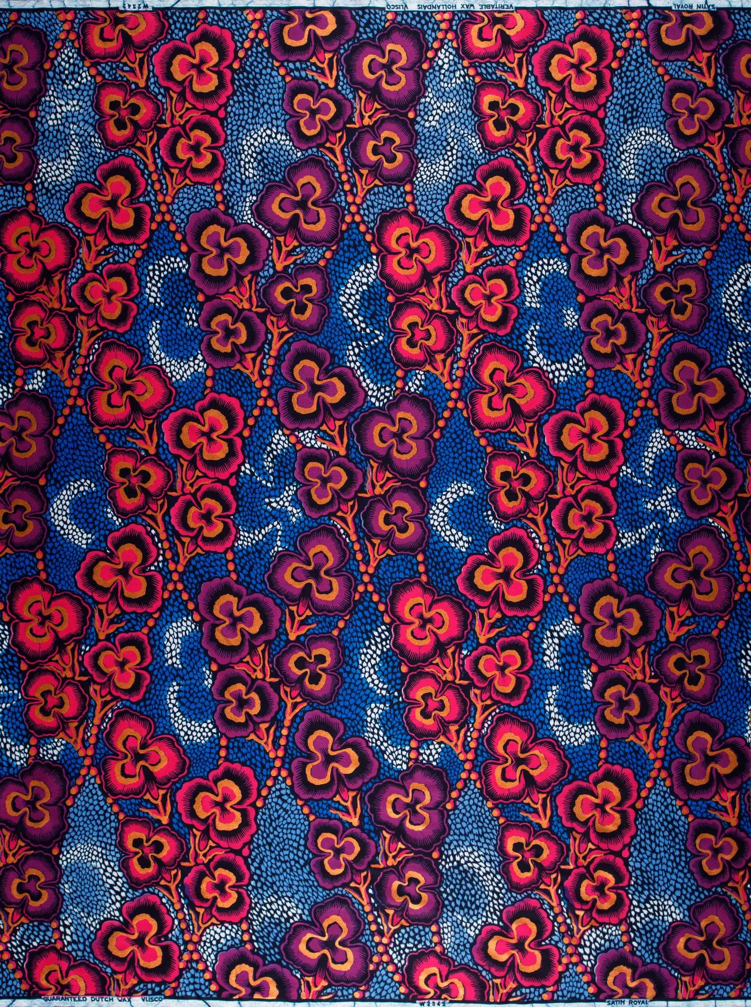 Vibrant red purple floral-patterned fabric satin royal vlw2342.007
