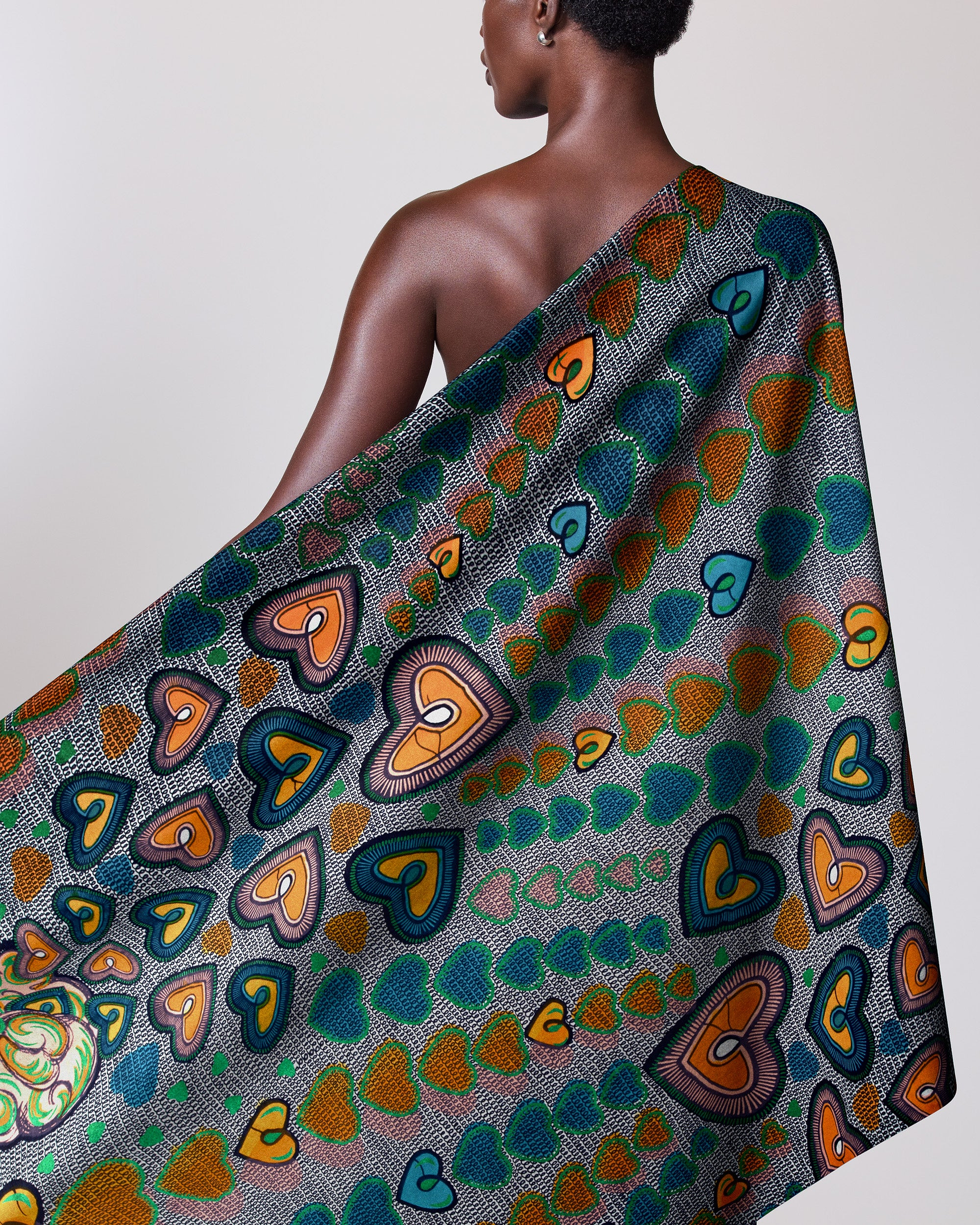 Vibrant patterned wrap scarf lively satin royal vlw2776.001