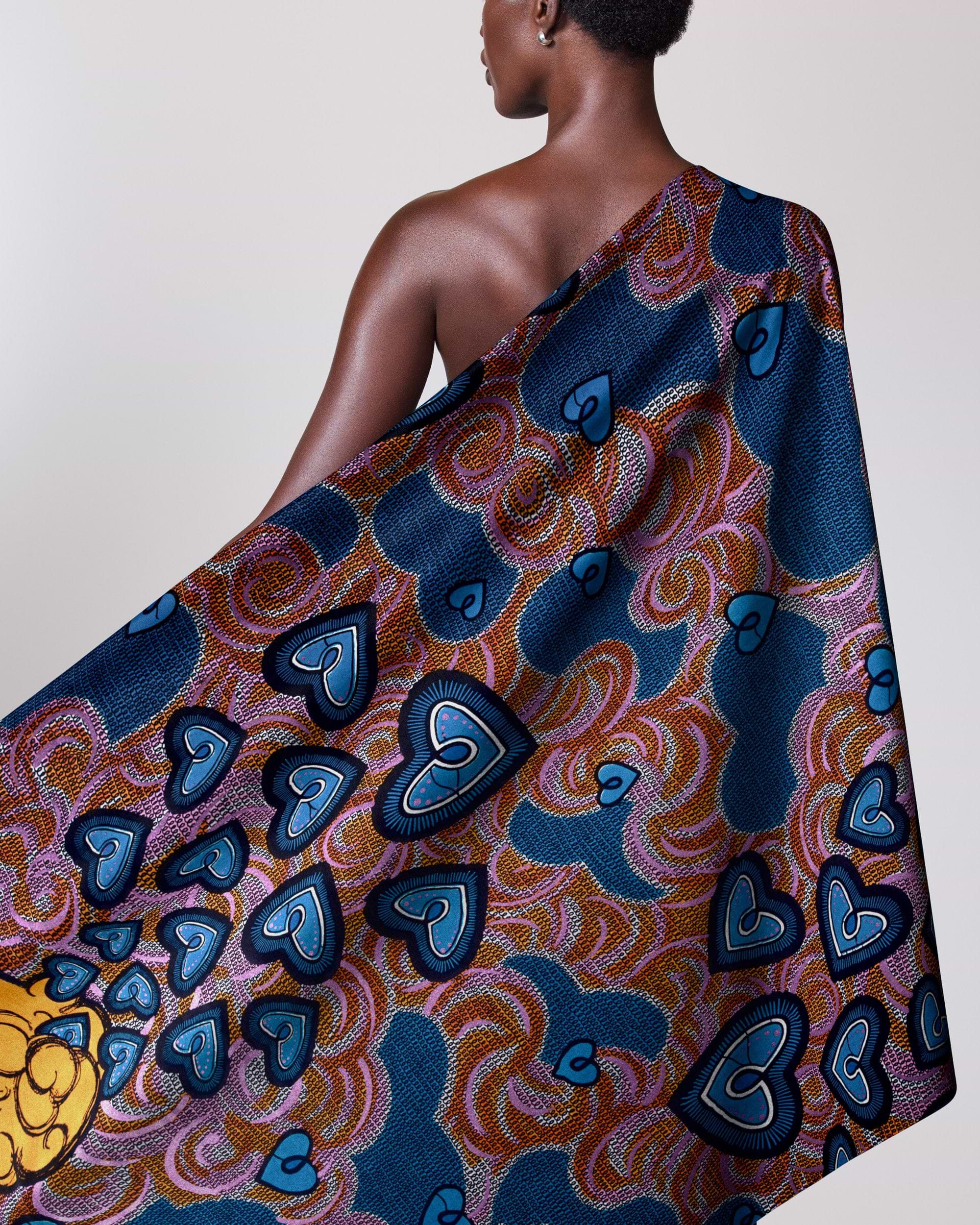 Vibrant one-shoulder wrap dress bold satin royal vlw2776.006