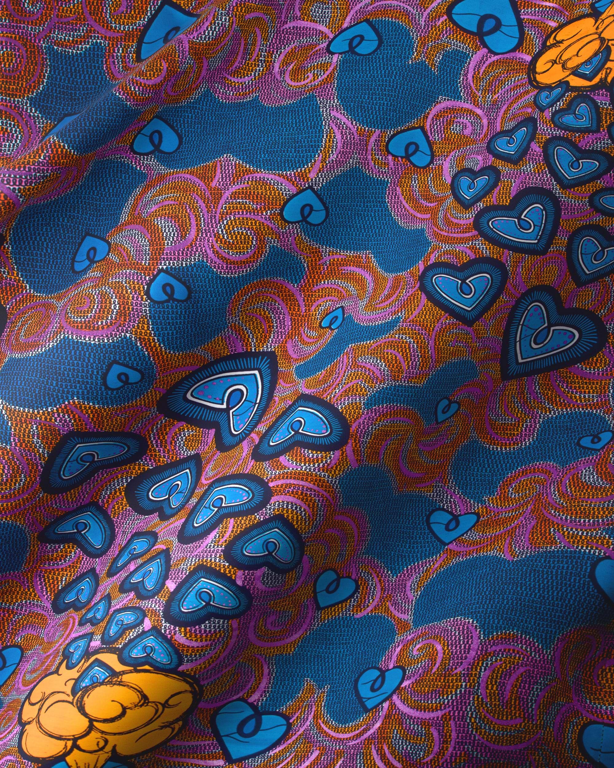 Vibrant fabric psychedelic pattern blue satin royal vlw2776.006