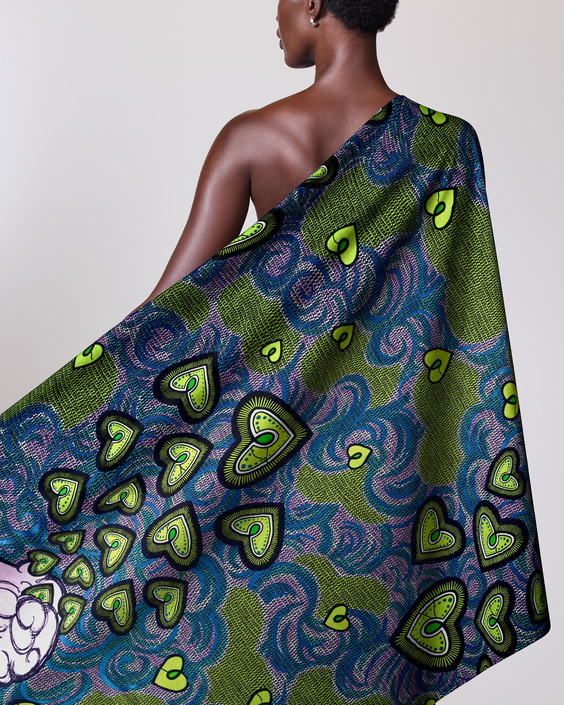Vibrant one-shoulder wrap dress bold satin royal vlw2776.007