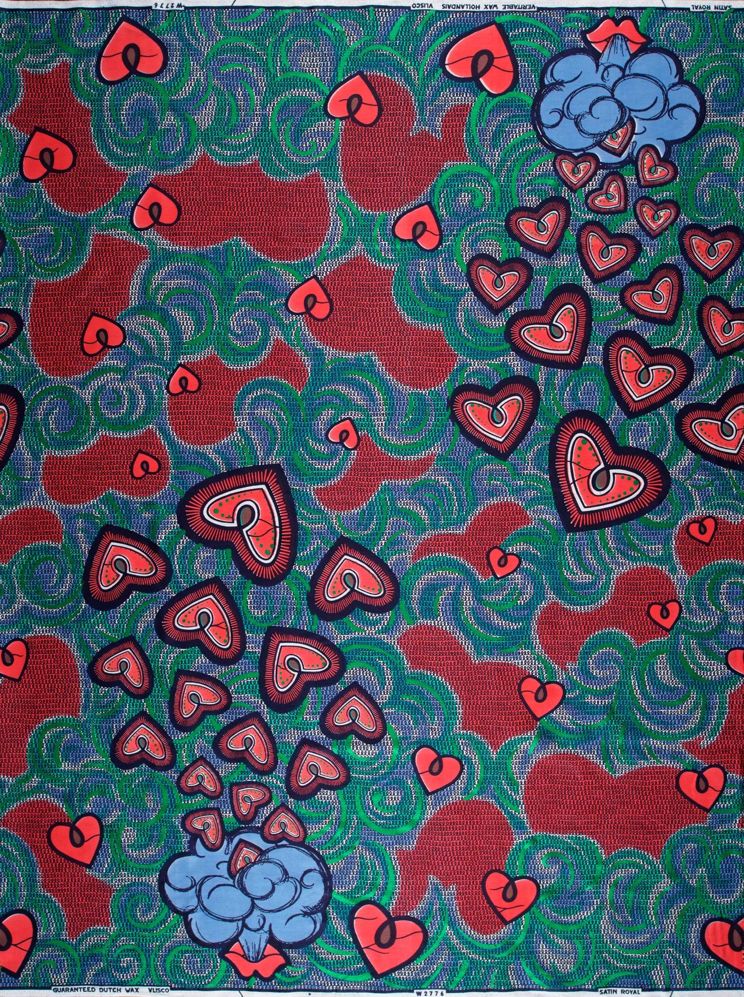 Vibrant red green patterned fabric satin royal vlw2776.009