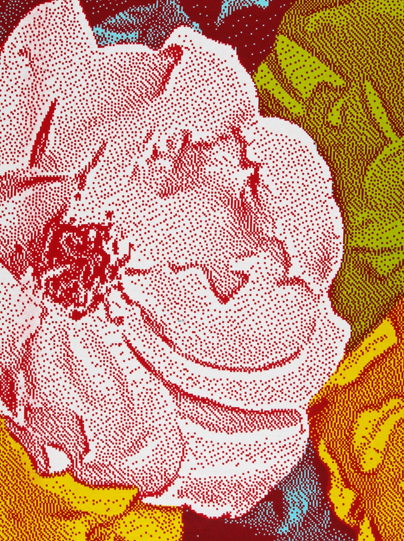 Stylized pink flower halftone dot wax hollandais vlw2850.001