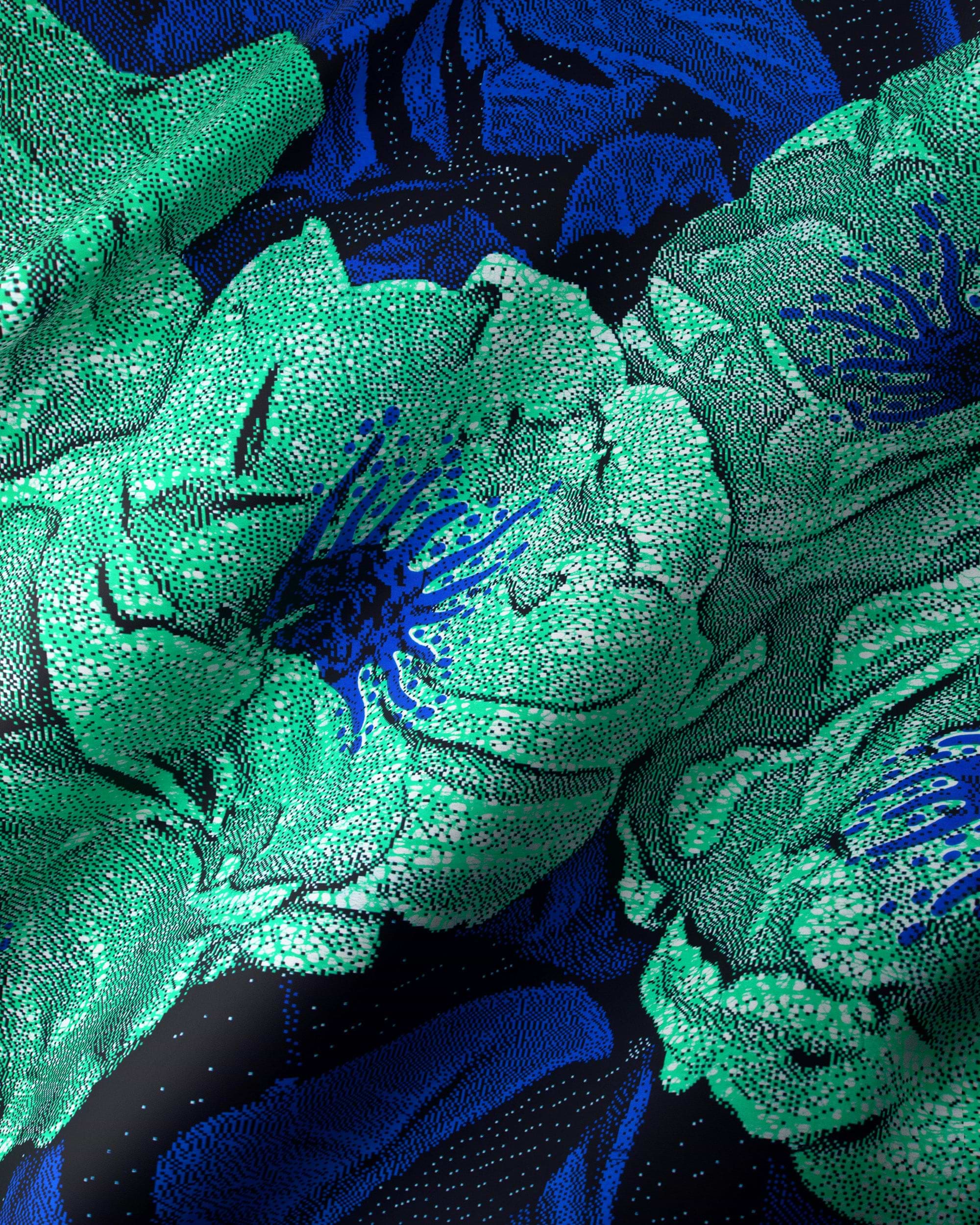 Vibrant emerald green royal blue wax hollandais vlw2850.003