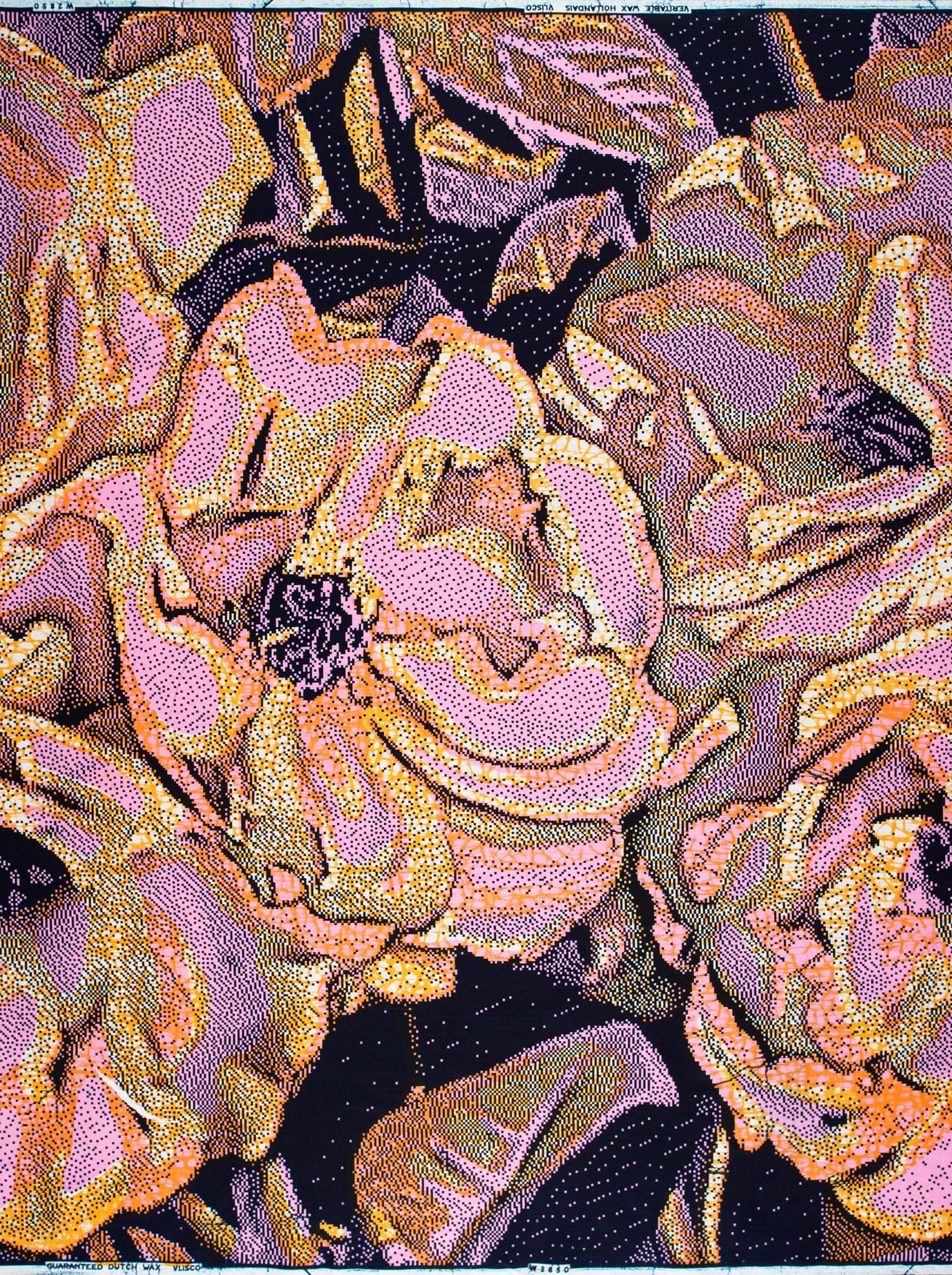 Vibrant stylized floral pattern pink wax hollandais vlw2850.007