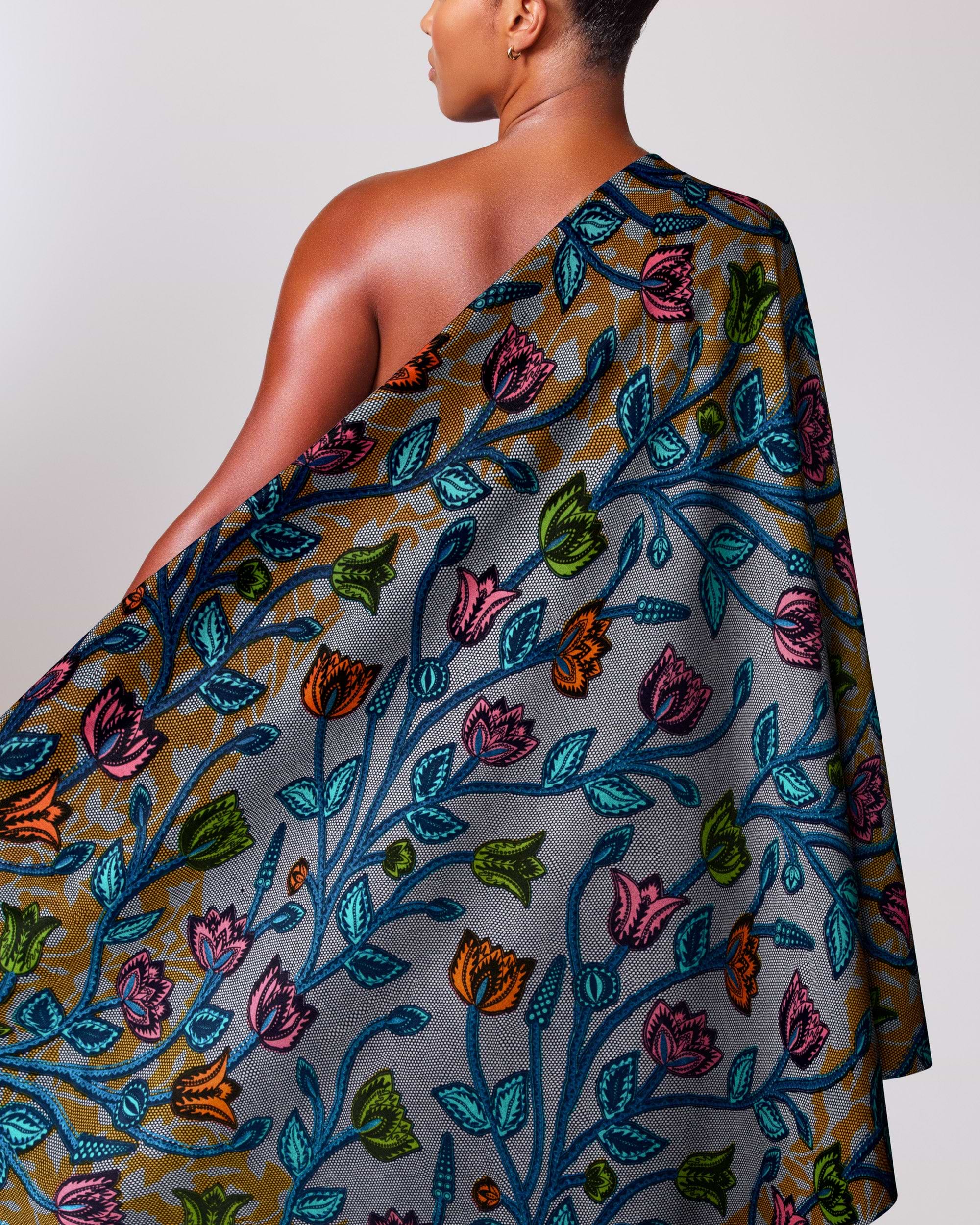 Vibrant one-shoulder wrap dress bold satin royal vlw2895.008