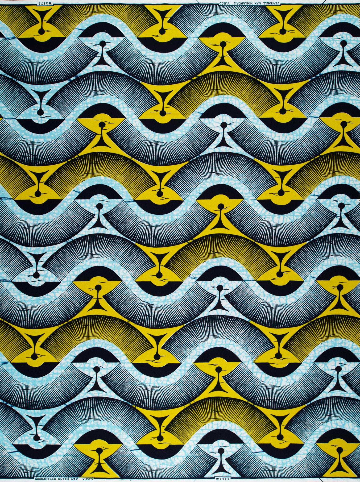 Vibrant yellow black silver geometric wax hollandais vlw2975.004