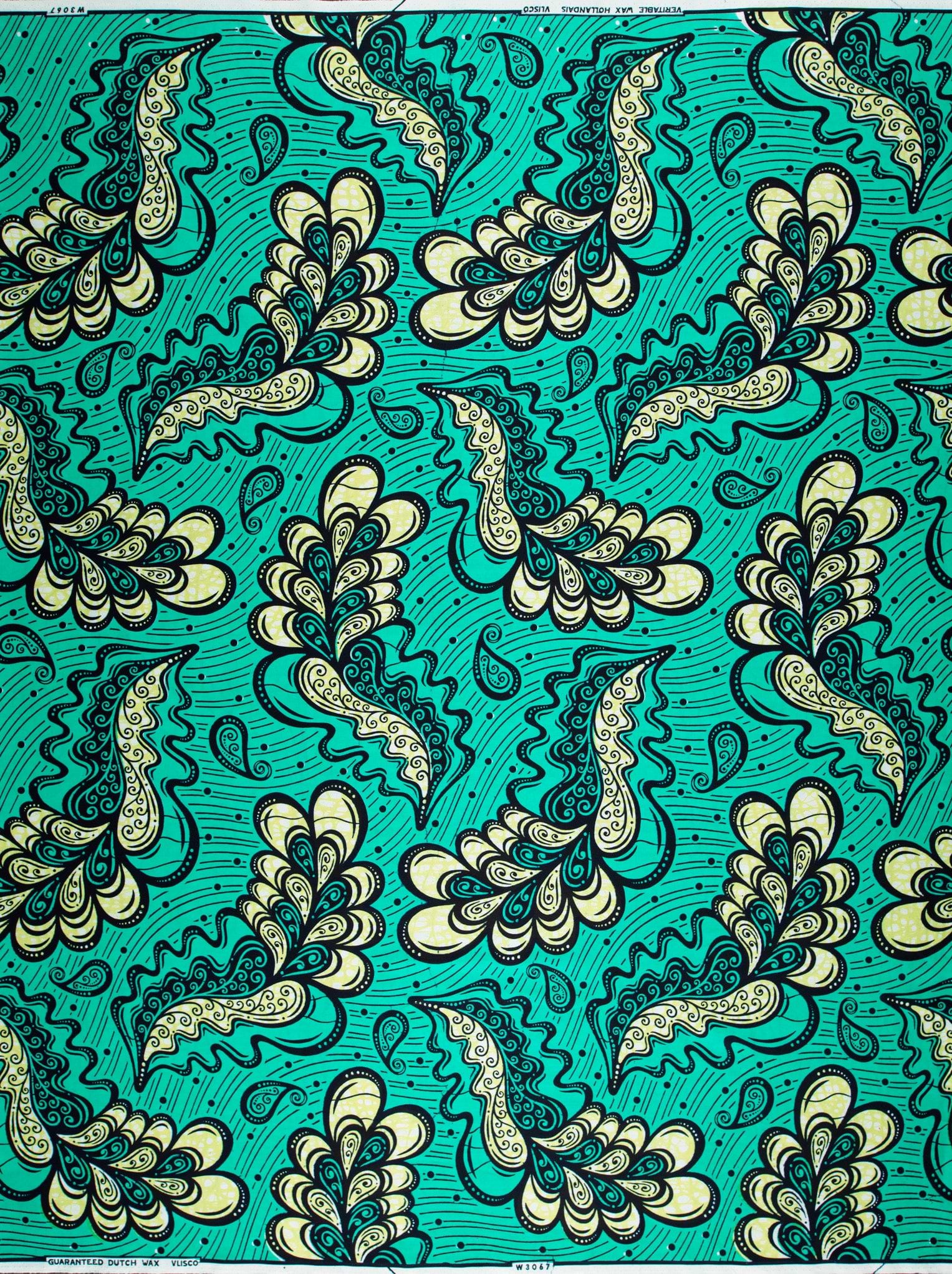 Vibrant teal fabric intricate cream wax hollandais vlw3067.012