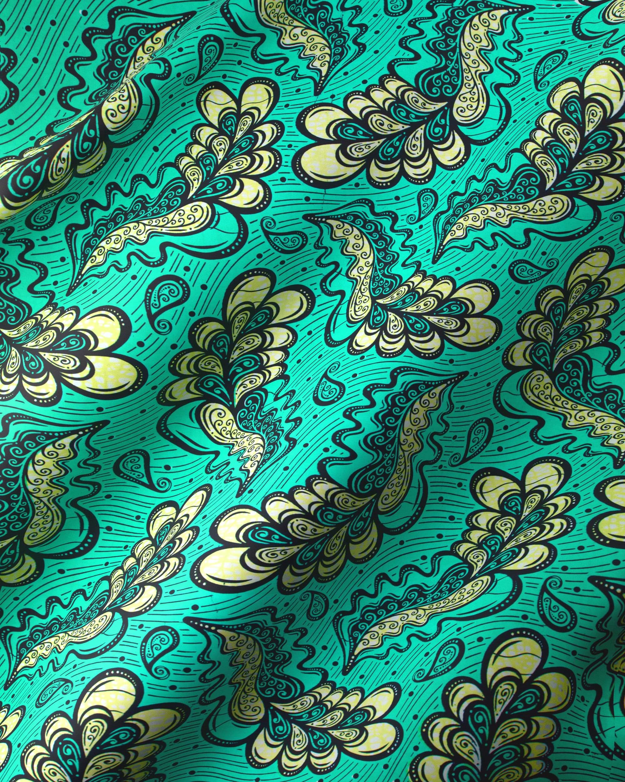 Vibrant teal fabric adorned intricate wax hollandais vlw3067.012