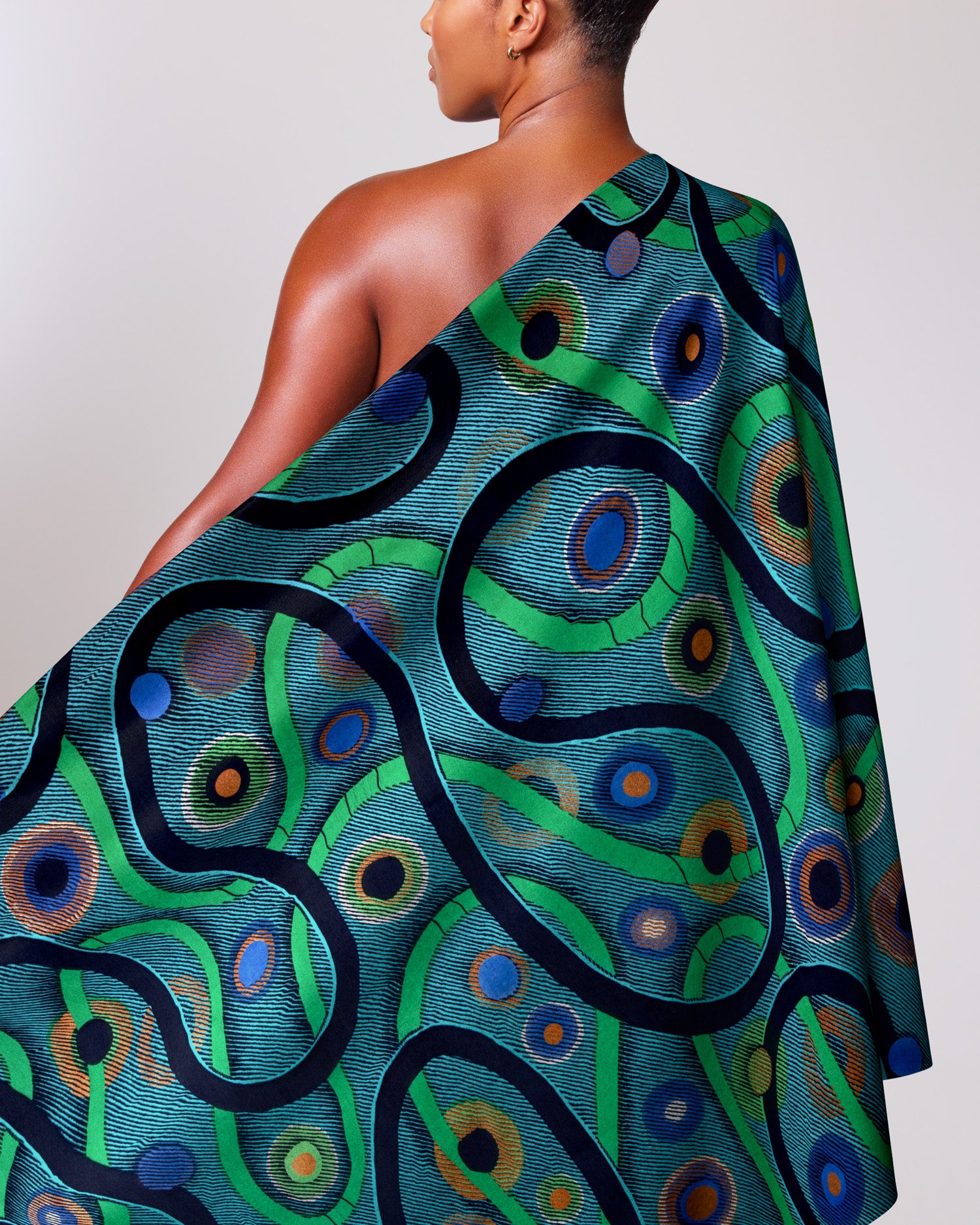 Vibrant teal green patterned fabric satin royal vlw3211.002
