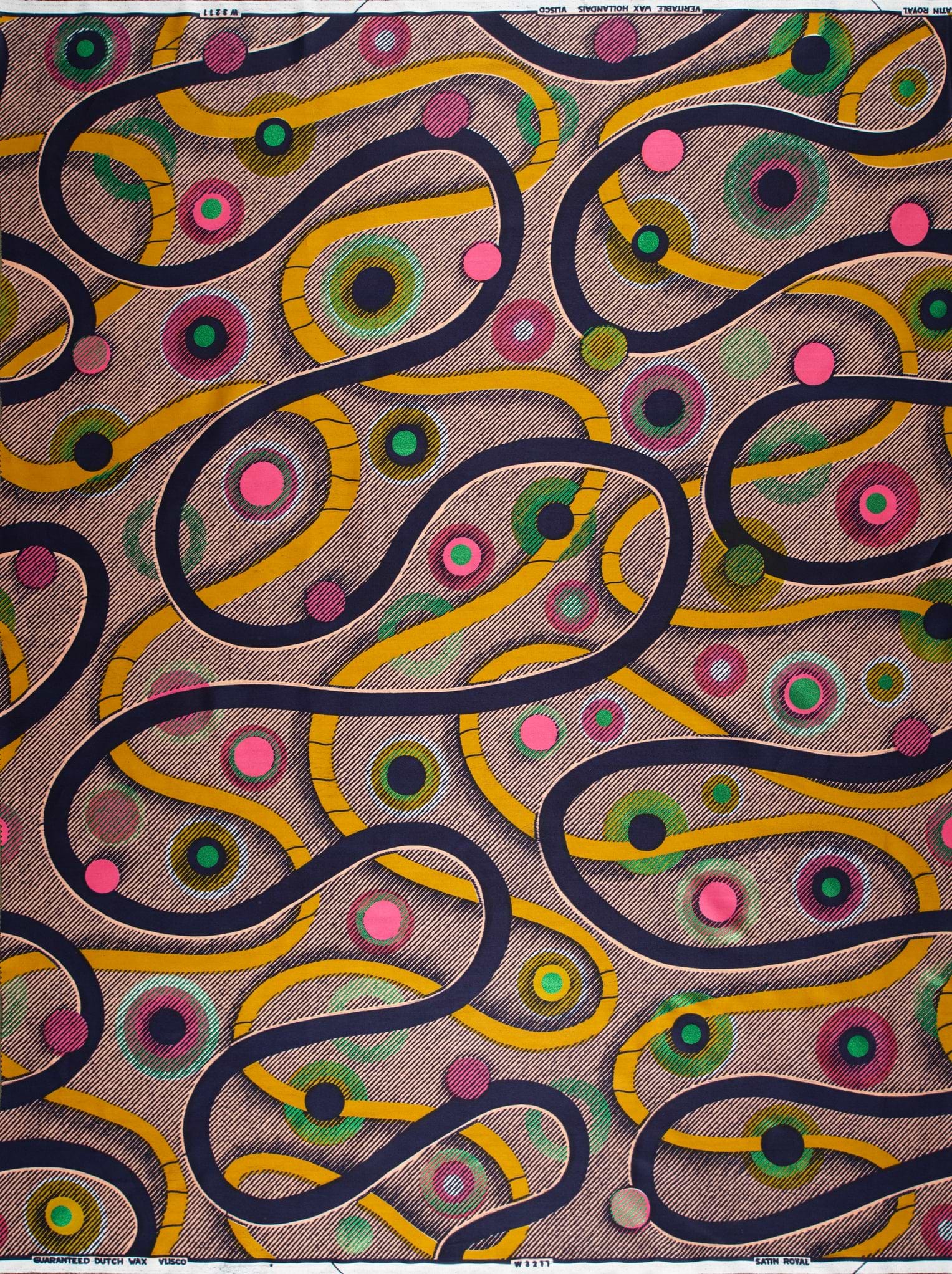 Vibrant abstract fabric yellow black satin royal vlw3211.006