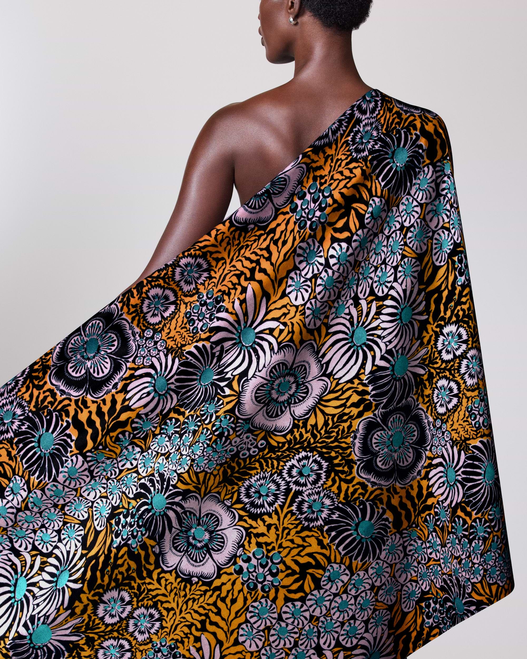 Vibrant one-shoulder wrap dress bold wax hollandais vlw3256.016