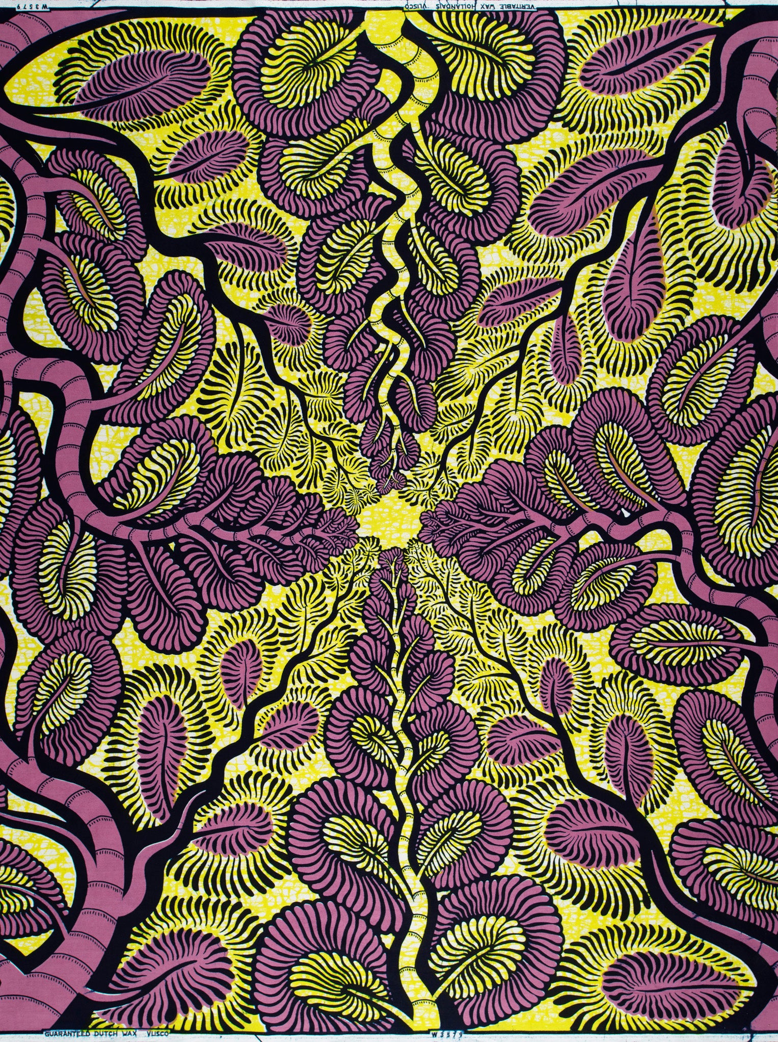 Vibrant purple yellow patterned fabric wax hollandais vlw3579.001