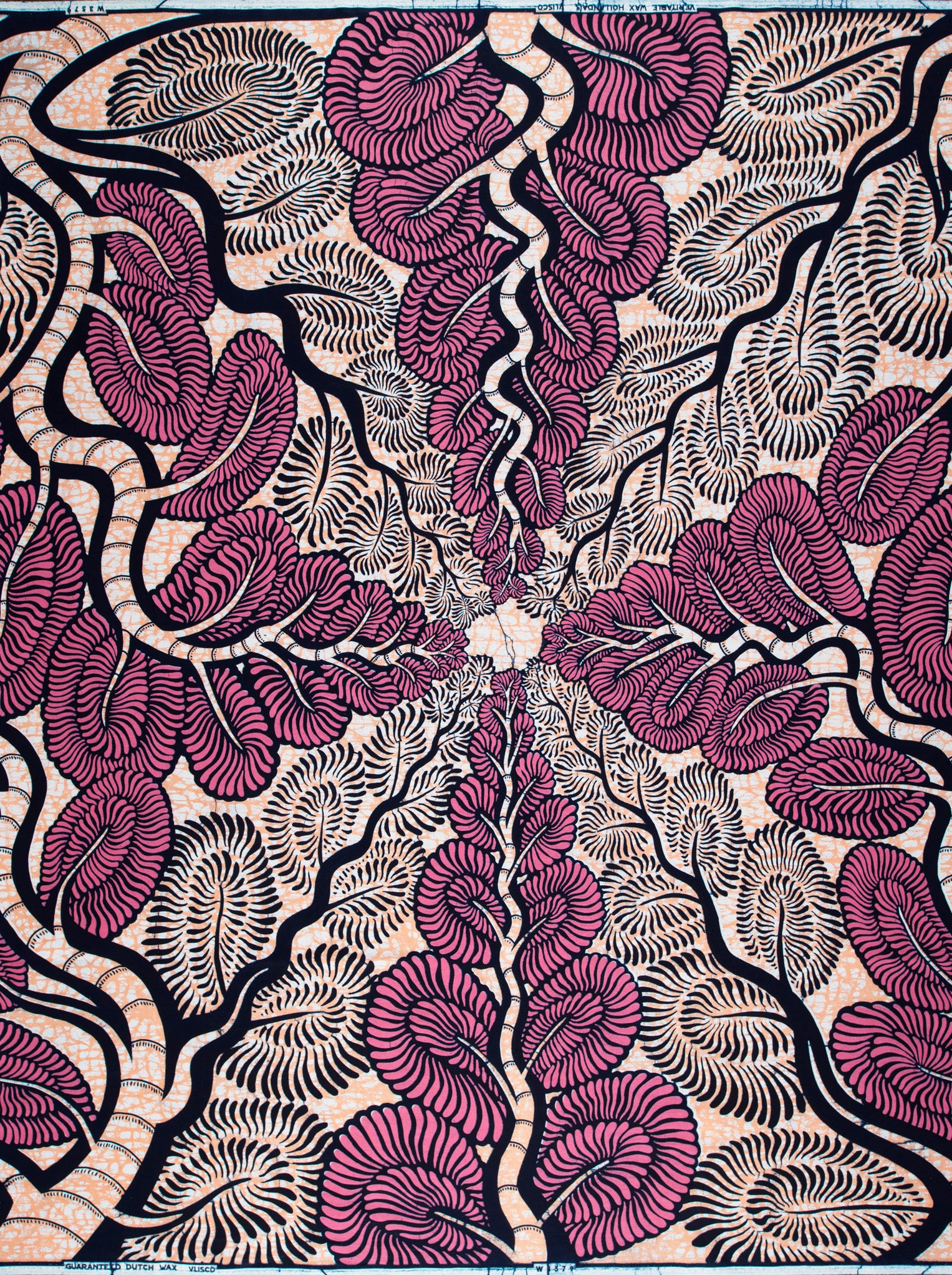 Vibrant purple black leaf-patterned african wax hollandais vlw3579.006