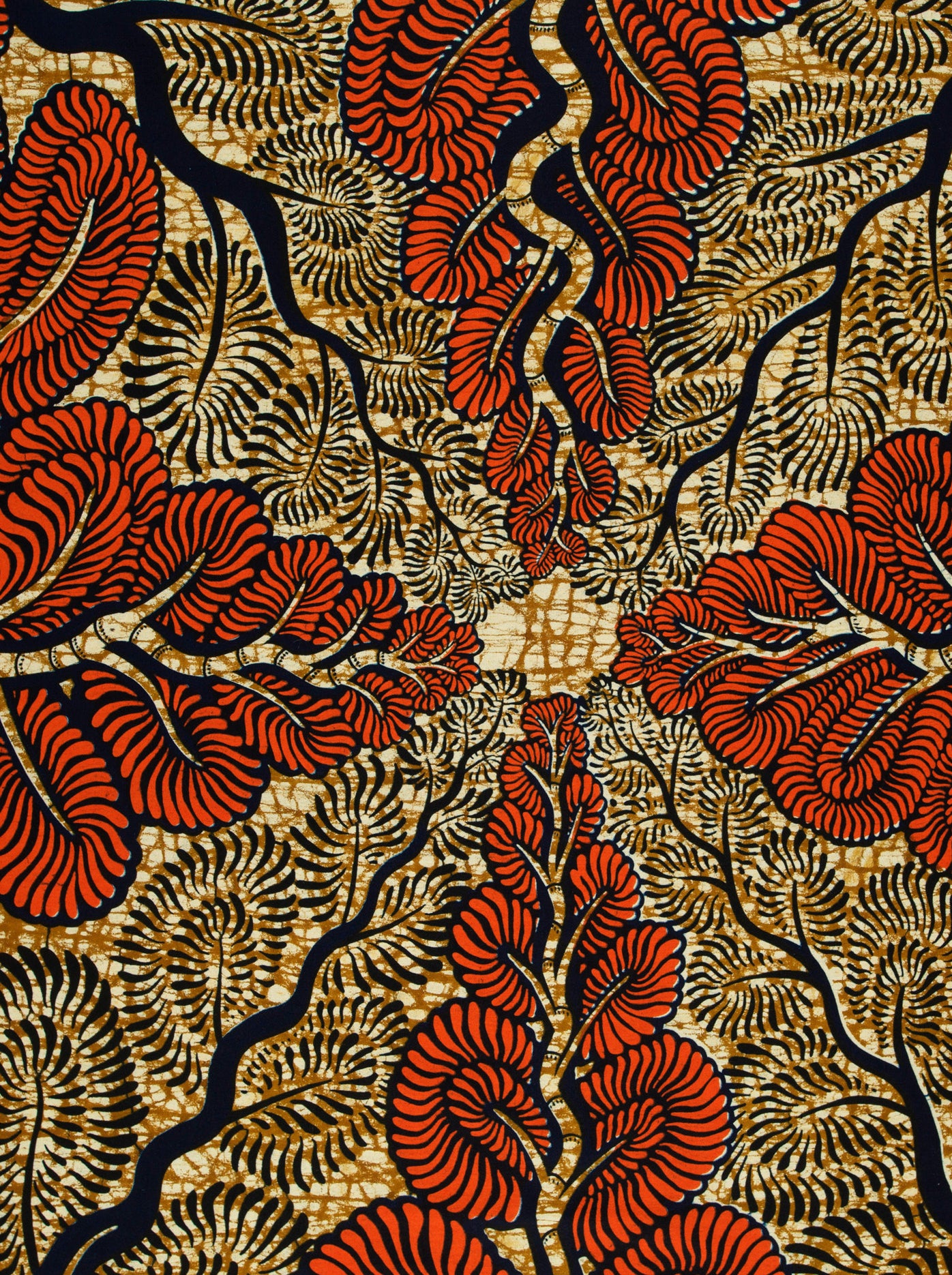 Vibrant red black patterned african wax hollandais vlw3579.007