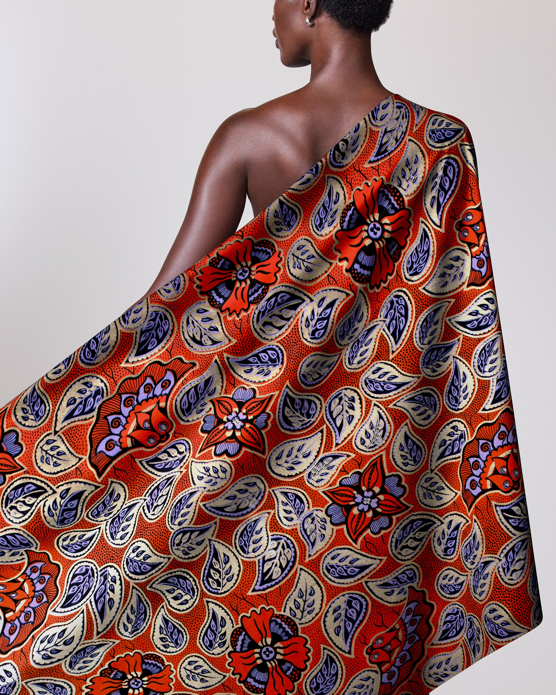 Vibrant orange fabric bold red wax hollandais vlw4450.018