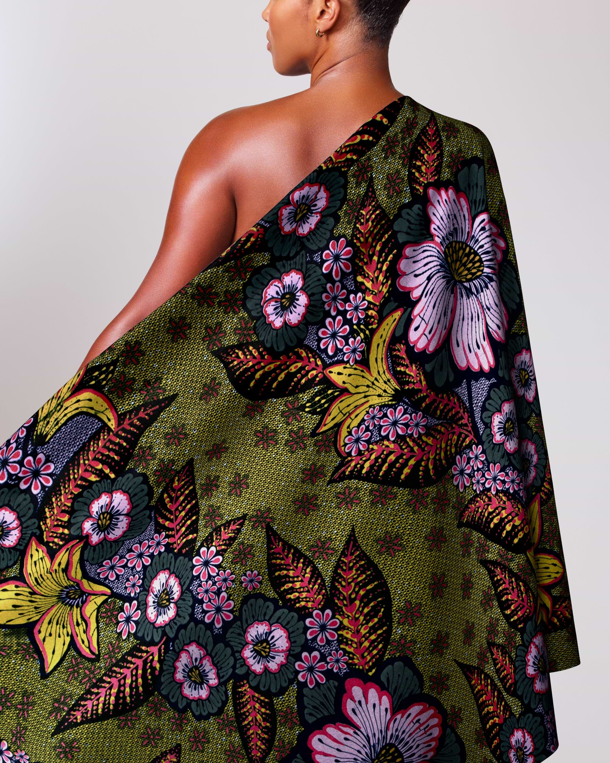 Vibrant olive green one-shoulder wrap satin royal vlw4754.001