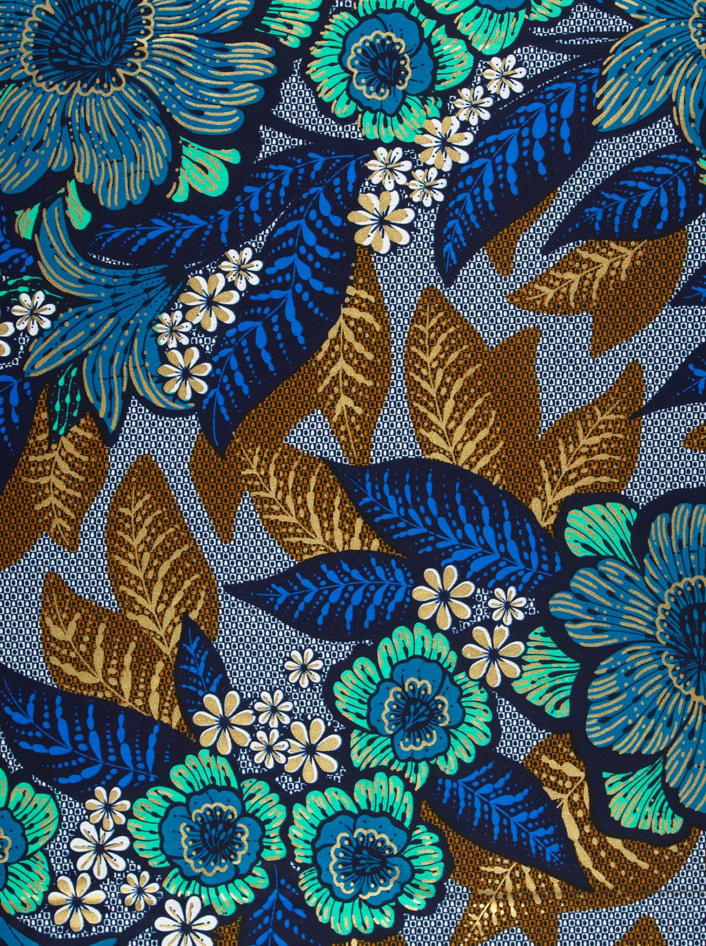 Vibrant blue teal floral fabric satin royal vlw4754.005