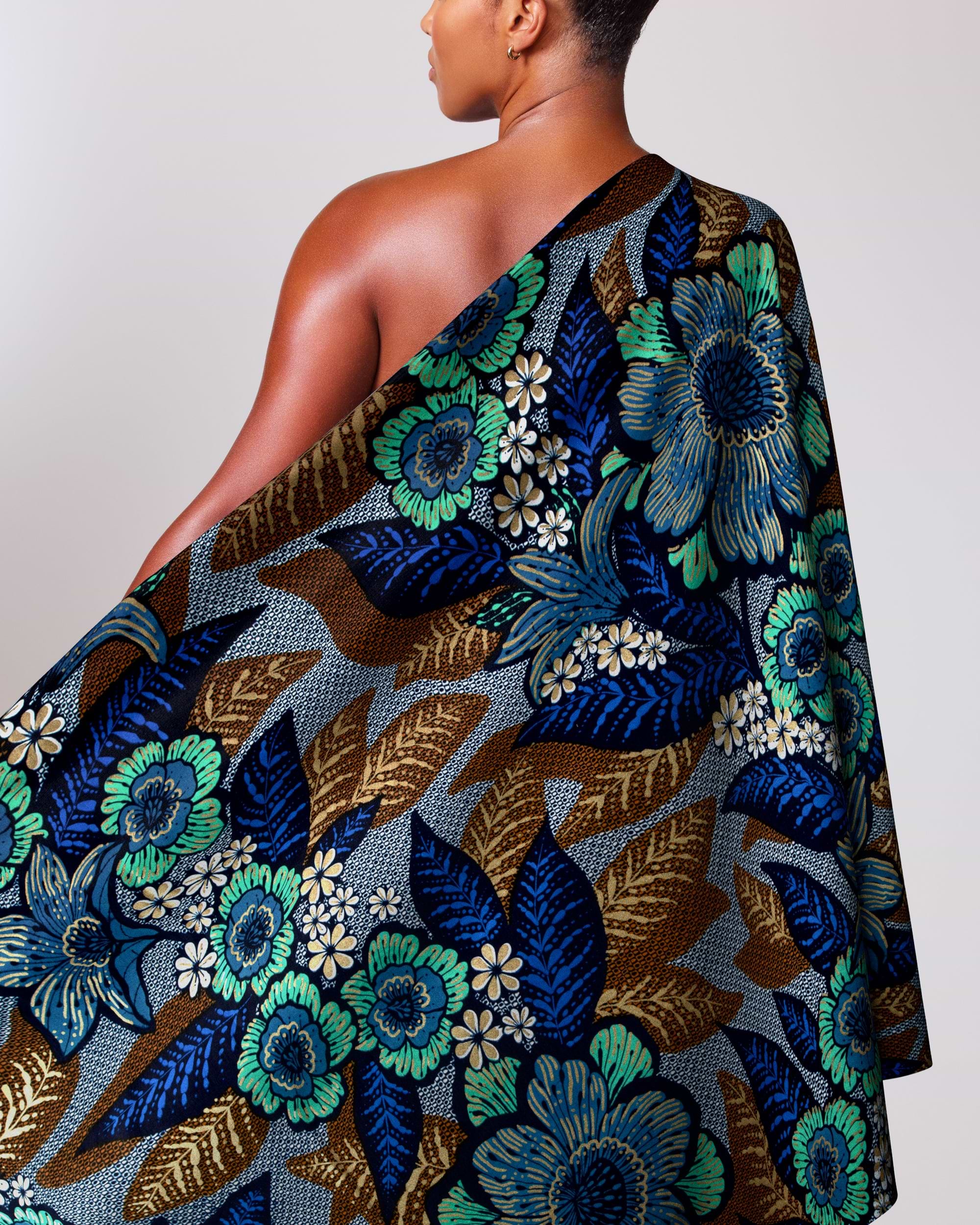 Vibrant one-shoulder wrap dress bold satin royal vlw4754.005