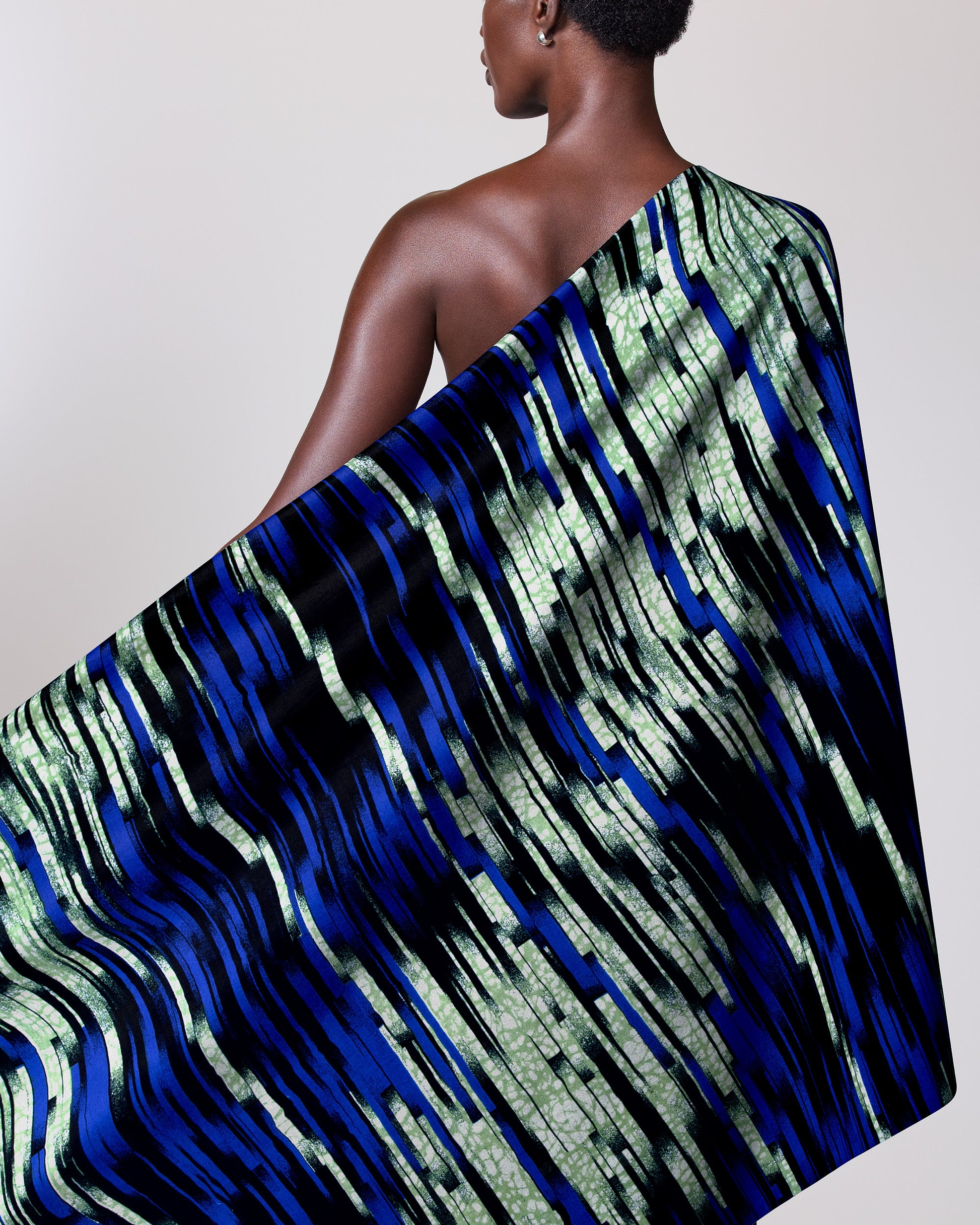 Vibrant blue black green patterned wax hollandais vlw4799.003