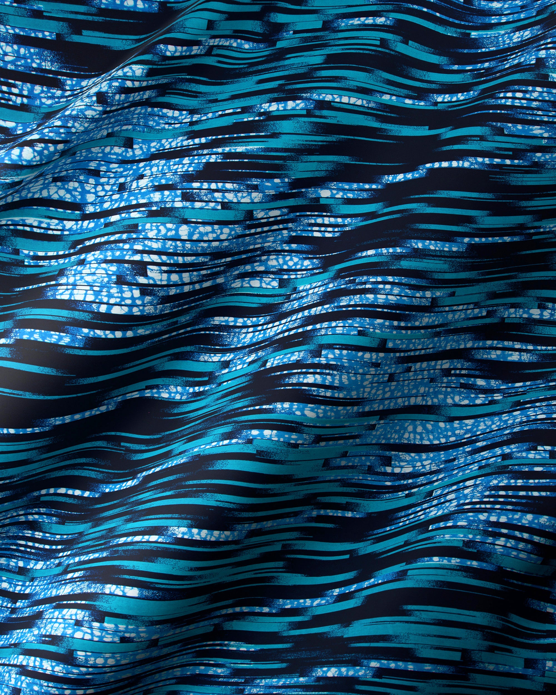 Fabric dynamic pattern teal black wax hollandais vlw4799.004