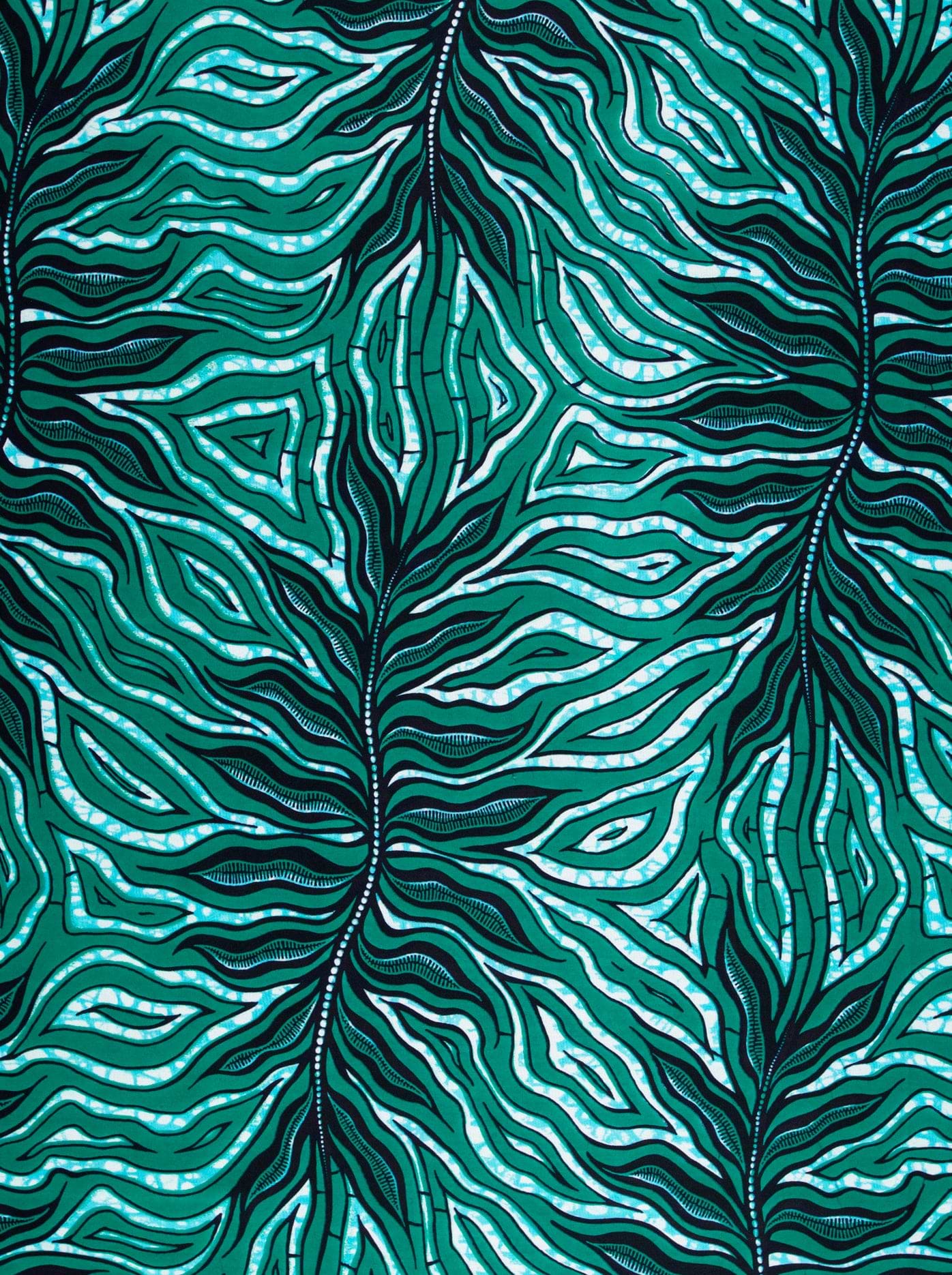 Vibrant teal black patterned fabric wax hollandais vlw4857.026
