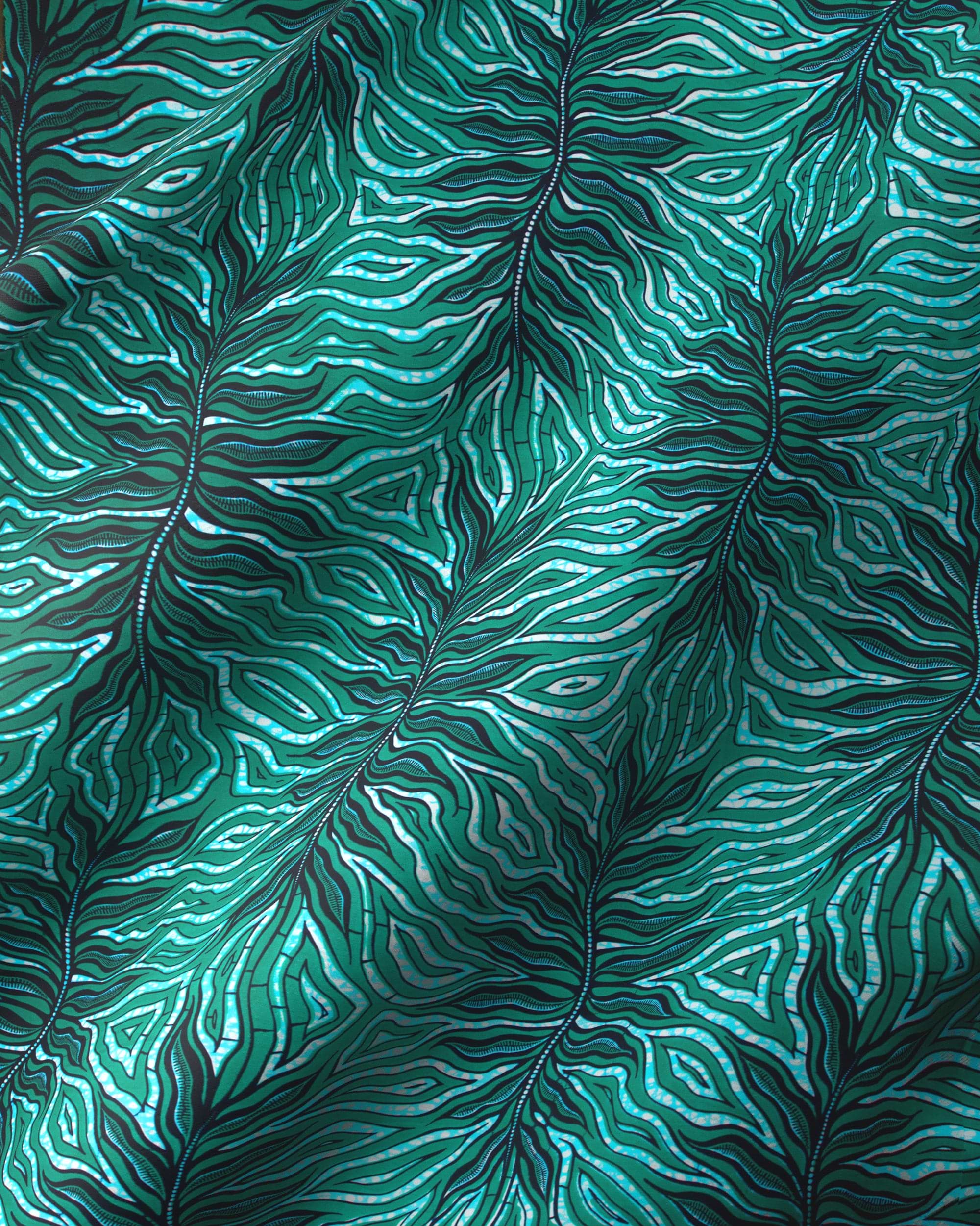Emerald green fabric intricate leaf wax hollandais vlw4857.026