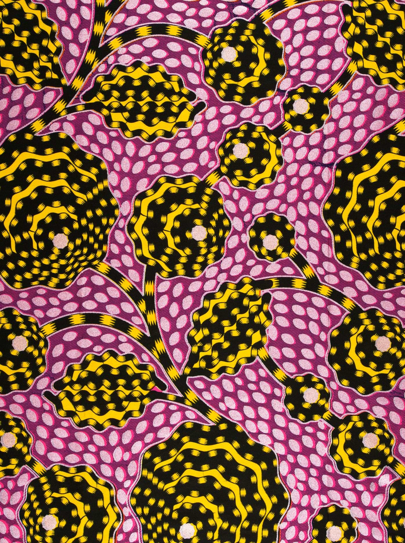 Vibrant pink black fabric bold wax hollandais vlw5069.013