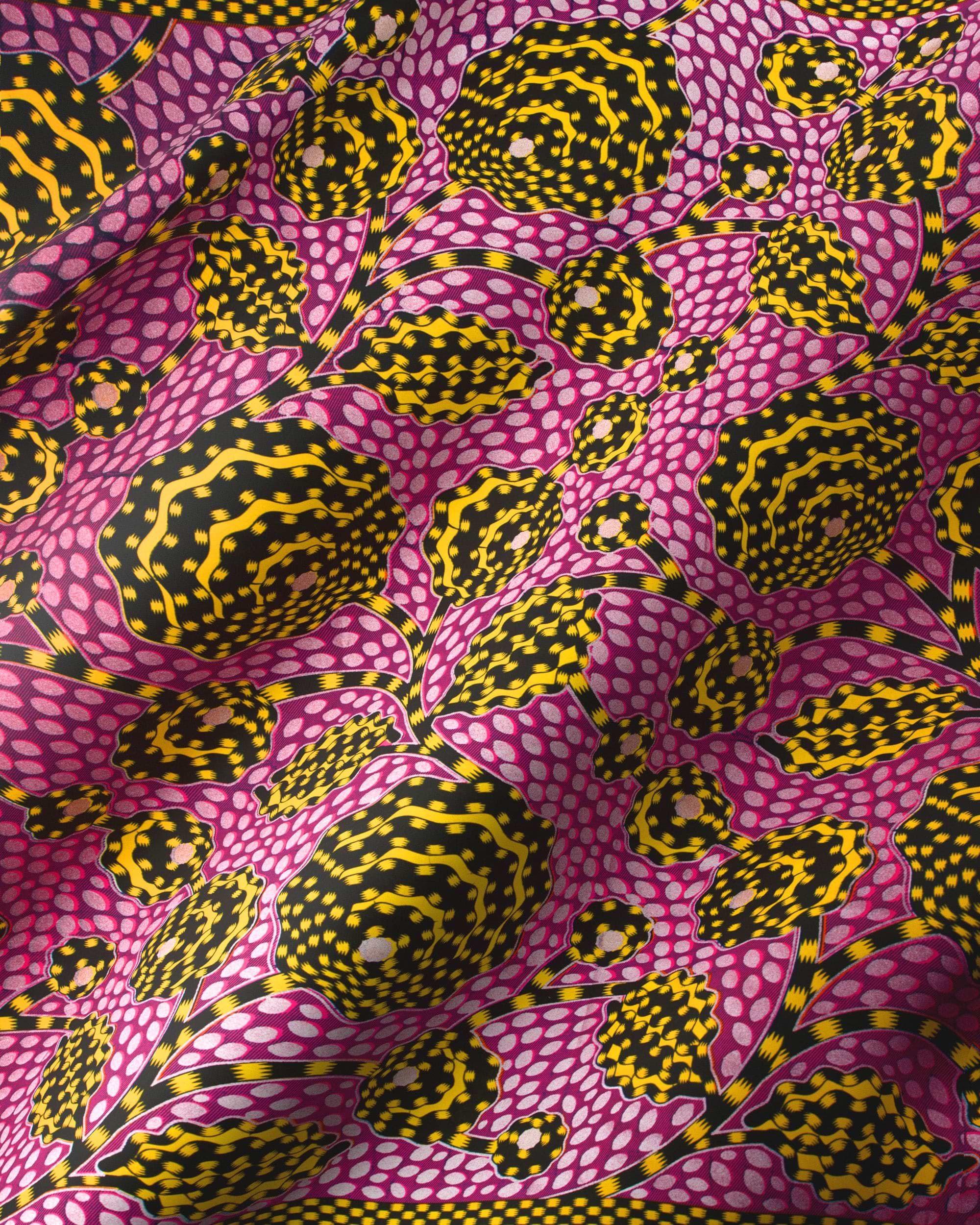 Vibrant pink fabric bold black wax hollandais vlw5069.013