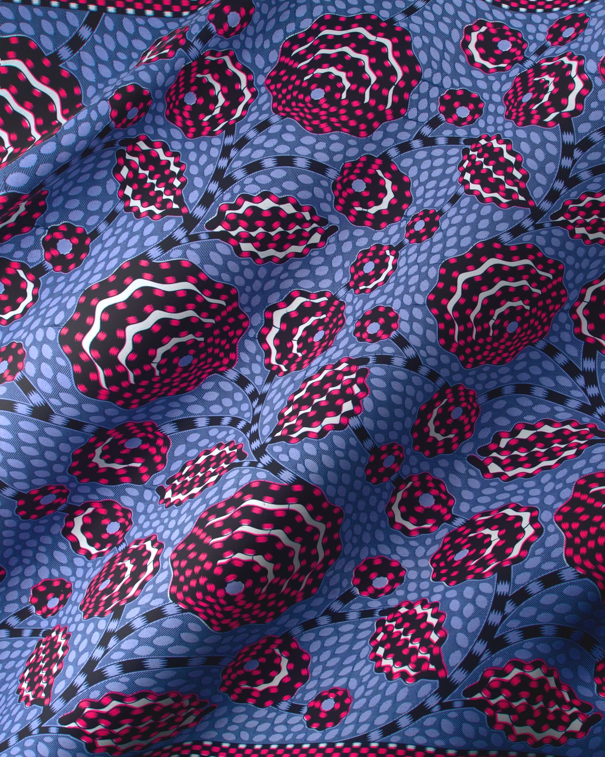 Blue fabric vibrant pattern pink wax hollandais vlw5069.015