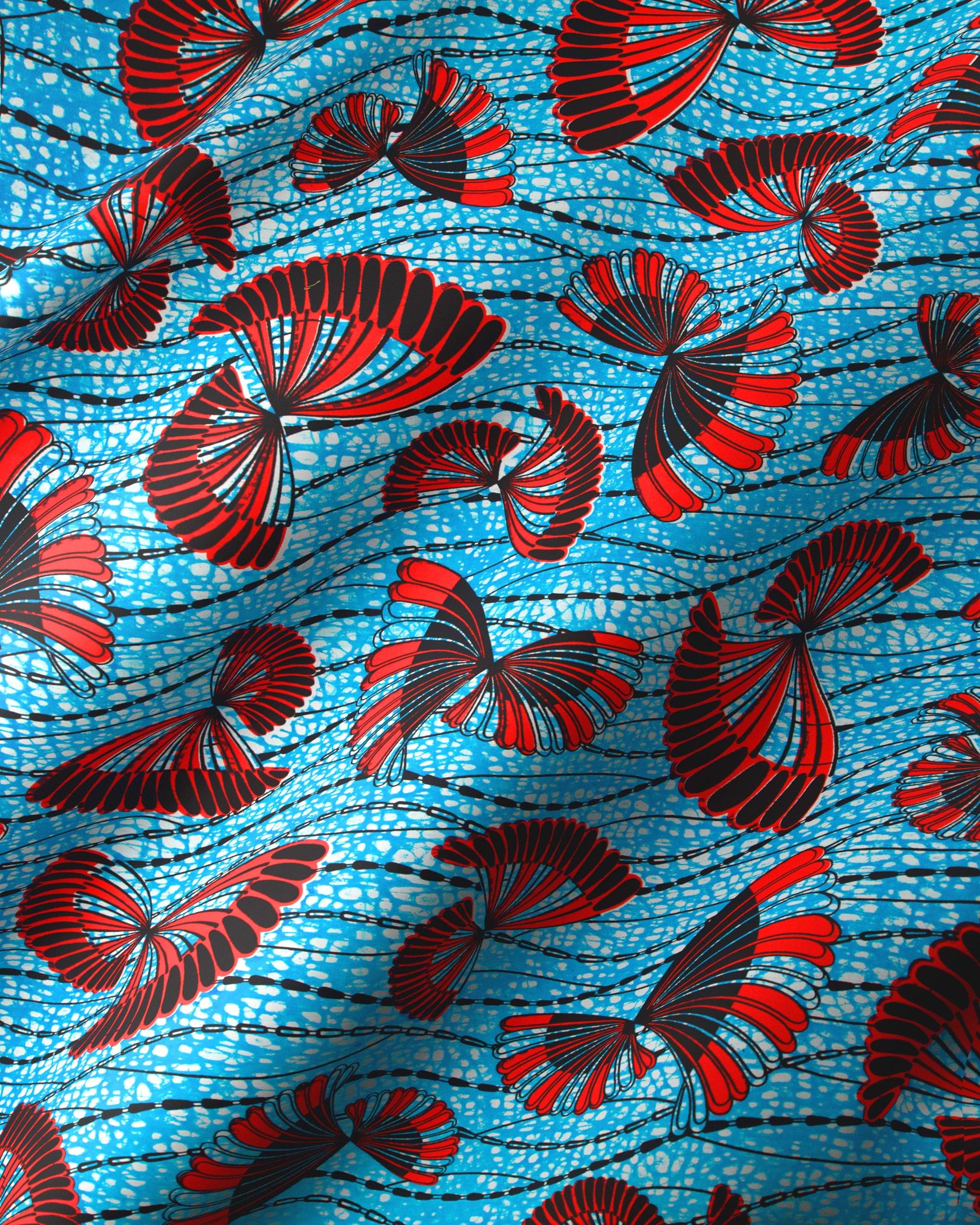 Vibrant blue african print fabric wax hollandais vlw5154.002