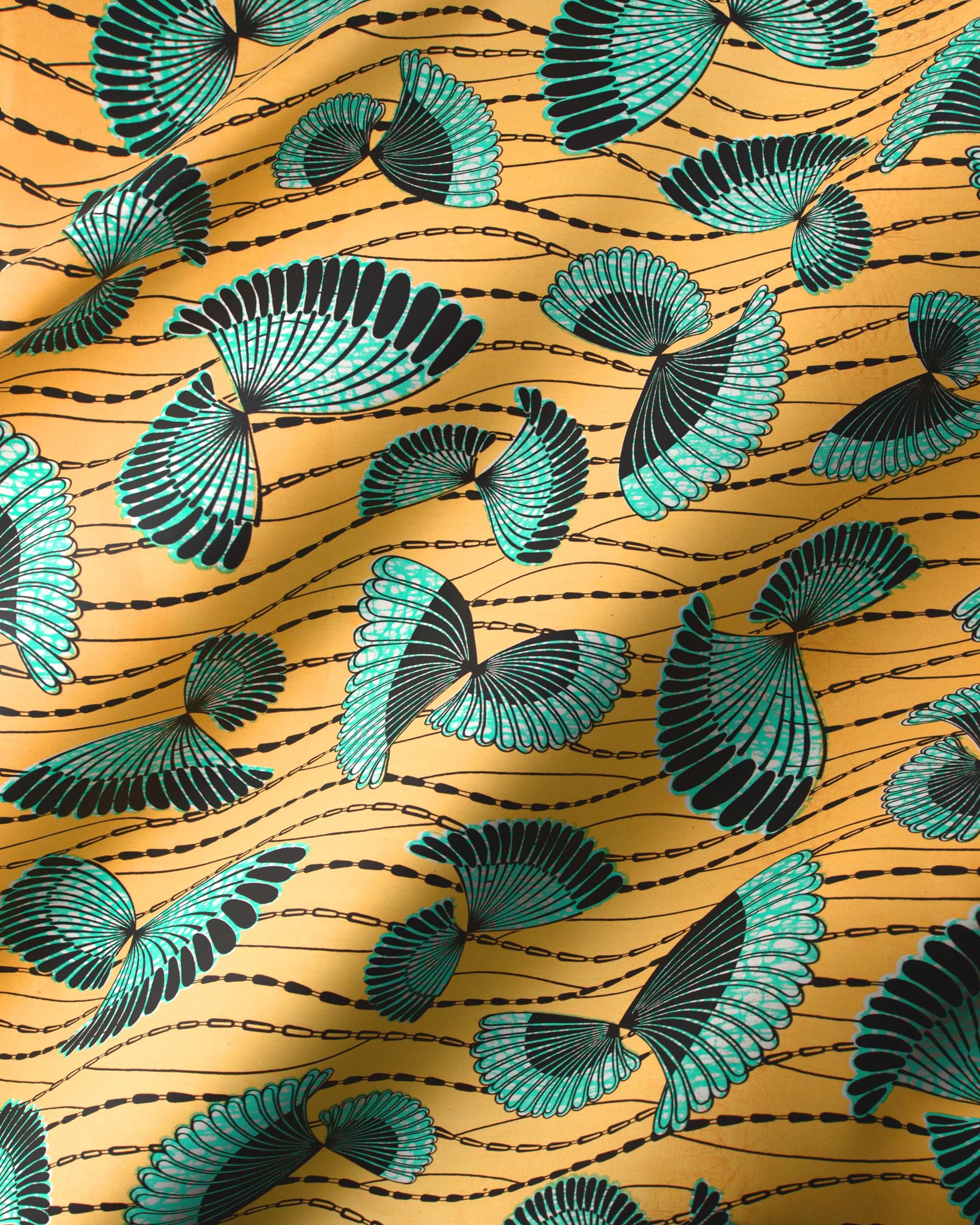 Vibrant yellow fabric adorned pattern wax hollandais vlw5154.007
