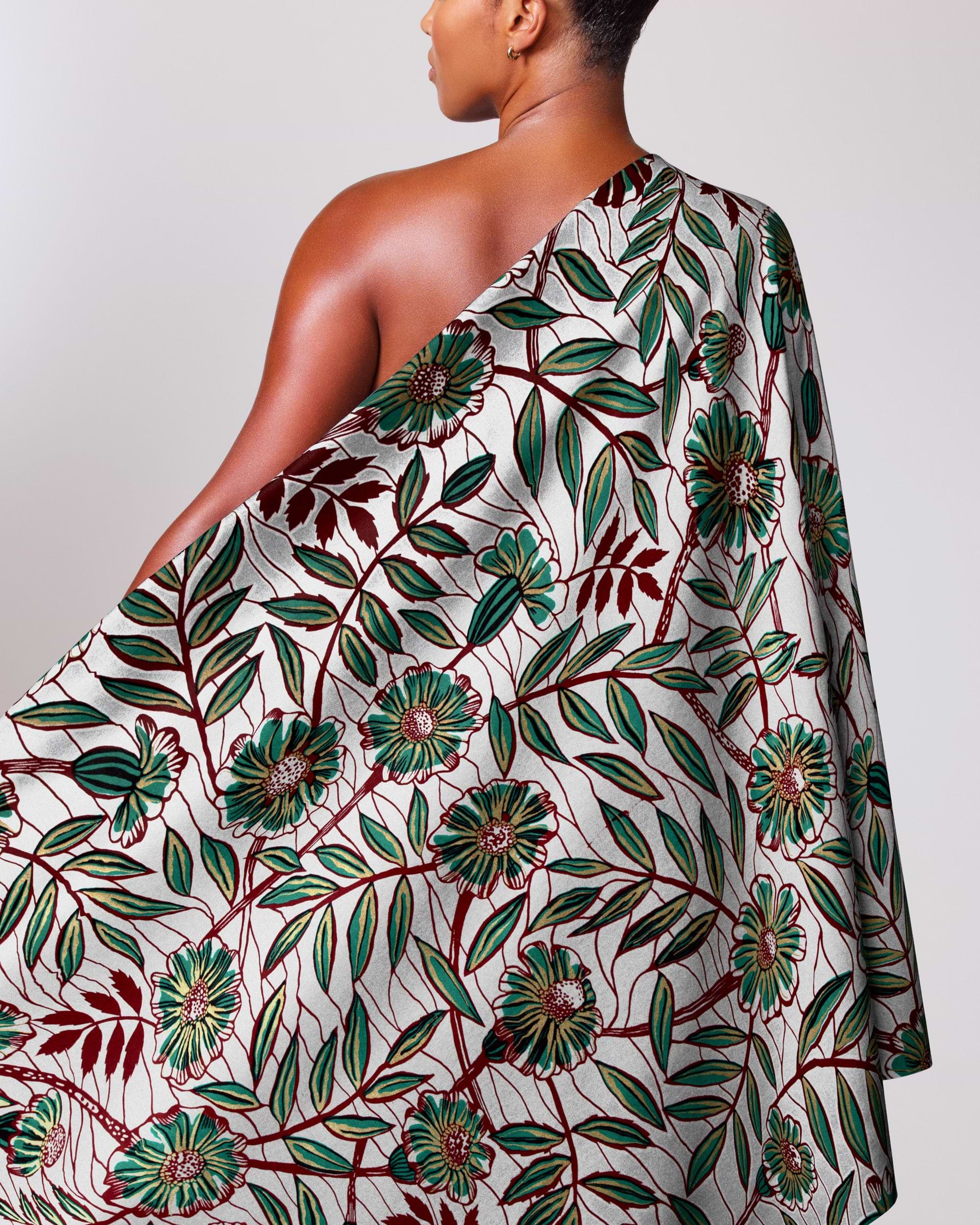 One-shoulder wrap dress vibrant green wax glitterglam vlw6087.019