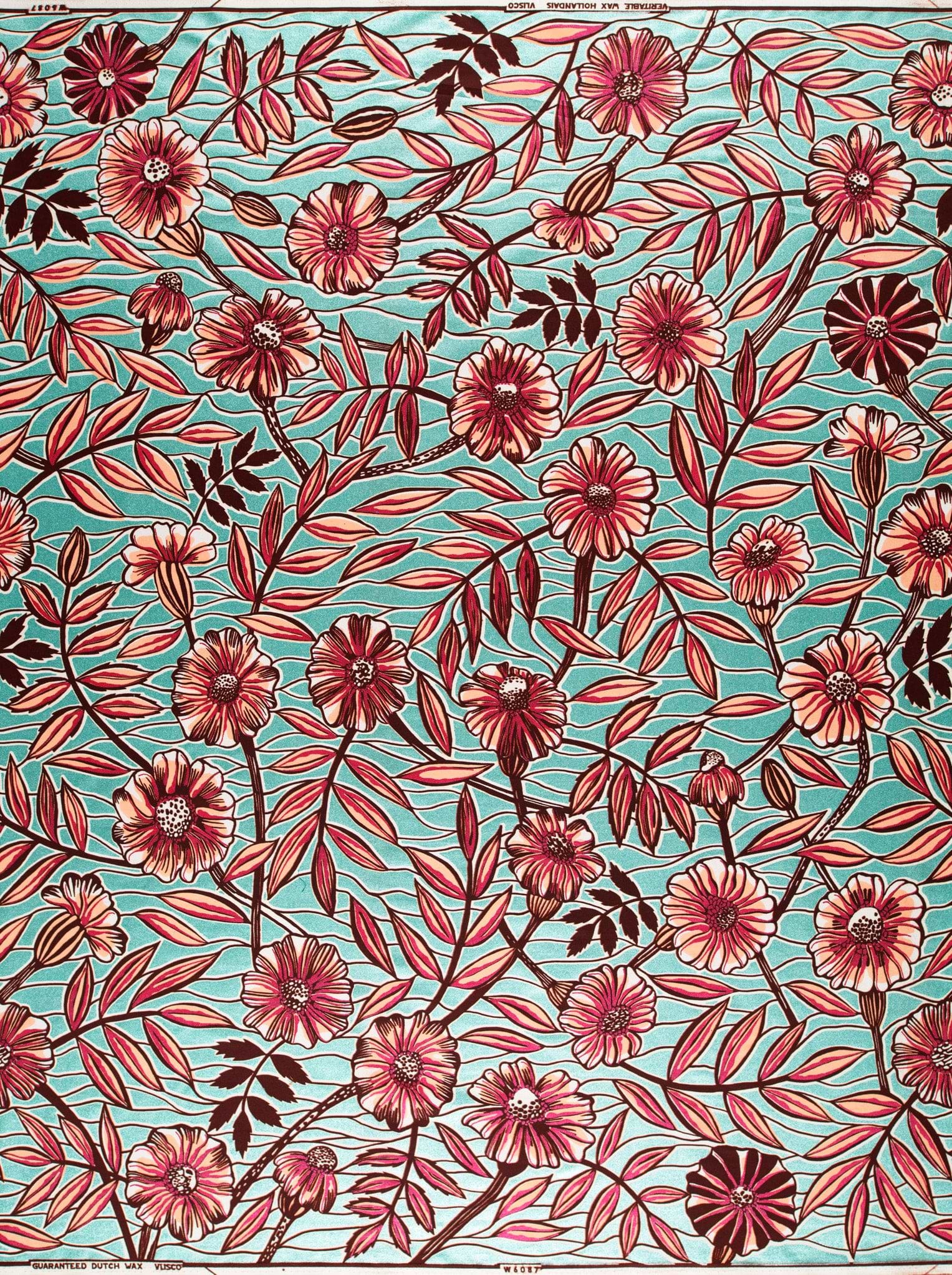 Vibrant turquoise fabric adorned pattern wax glitterglam vlw6087.020