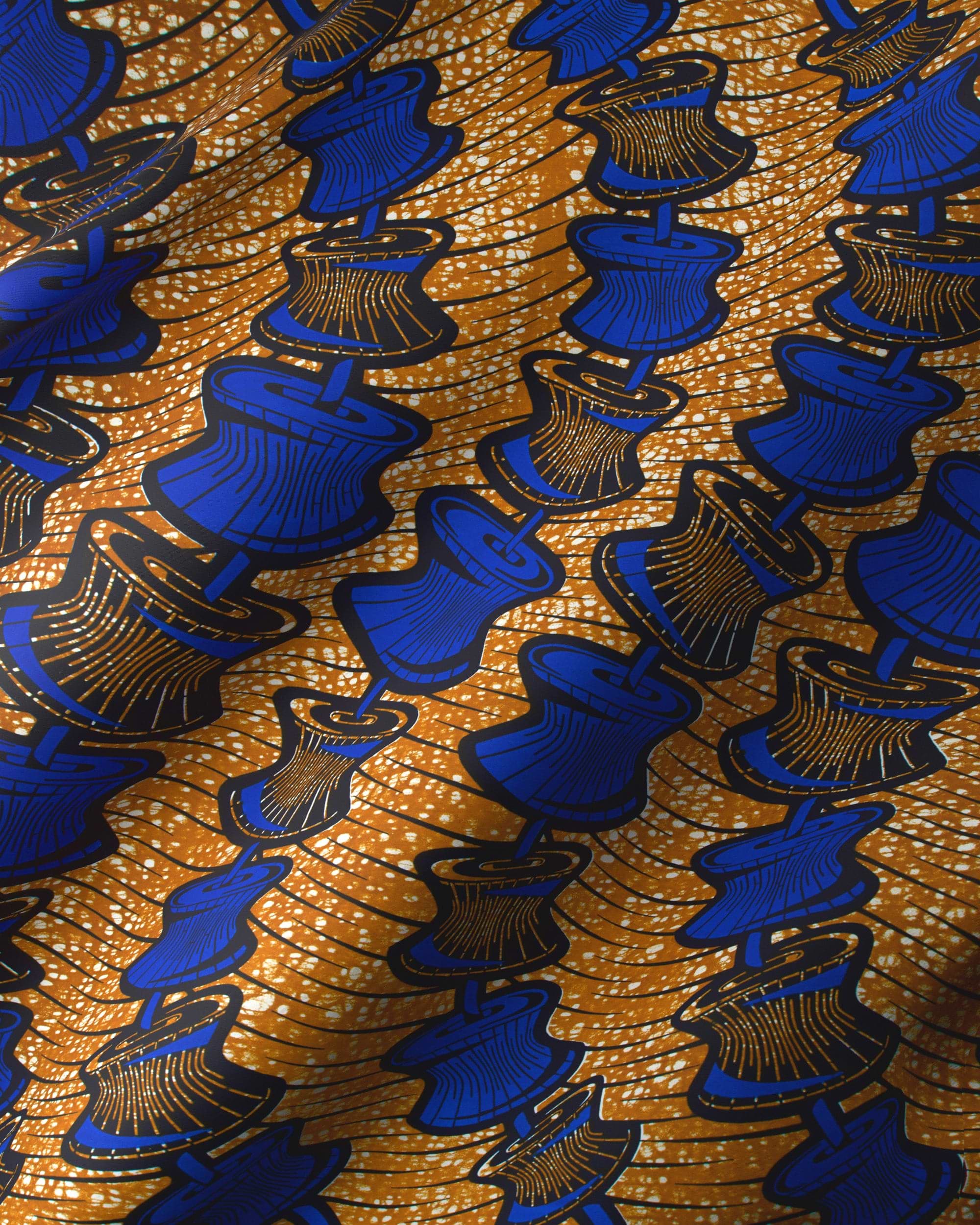 Vibrant blue black patterned fabric wax hollandais vlw6165.004