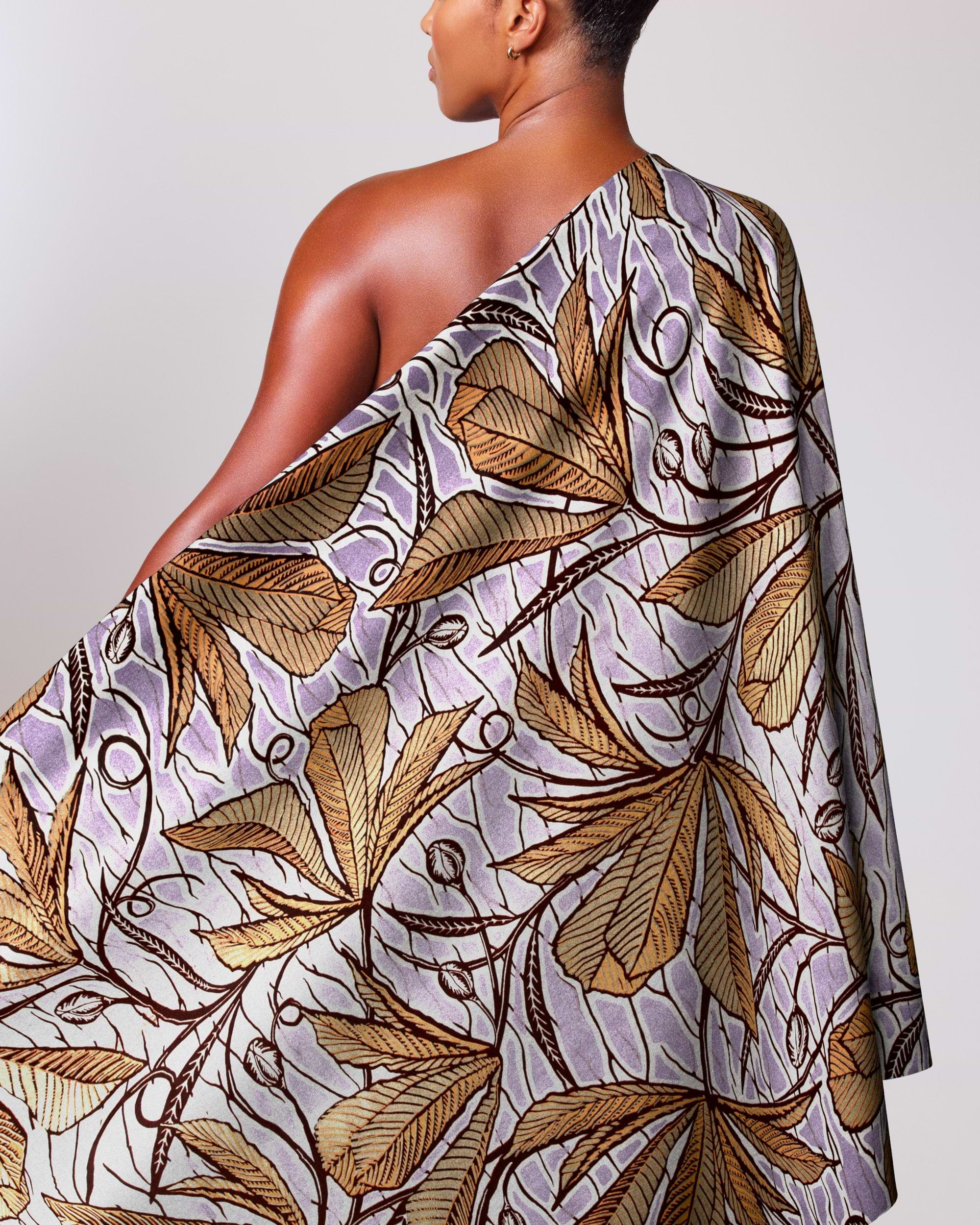 One-shoulder dress vibrant african print wax glitterglam vlw6198.021