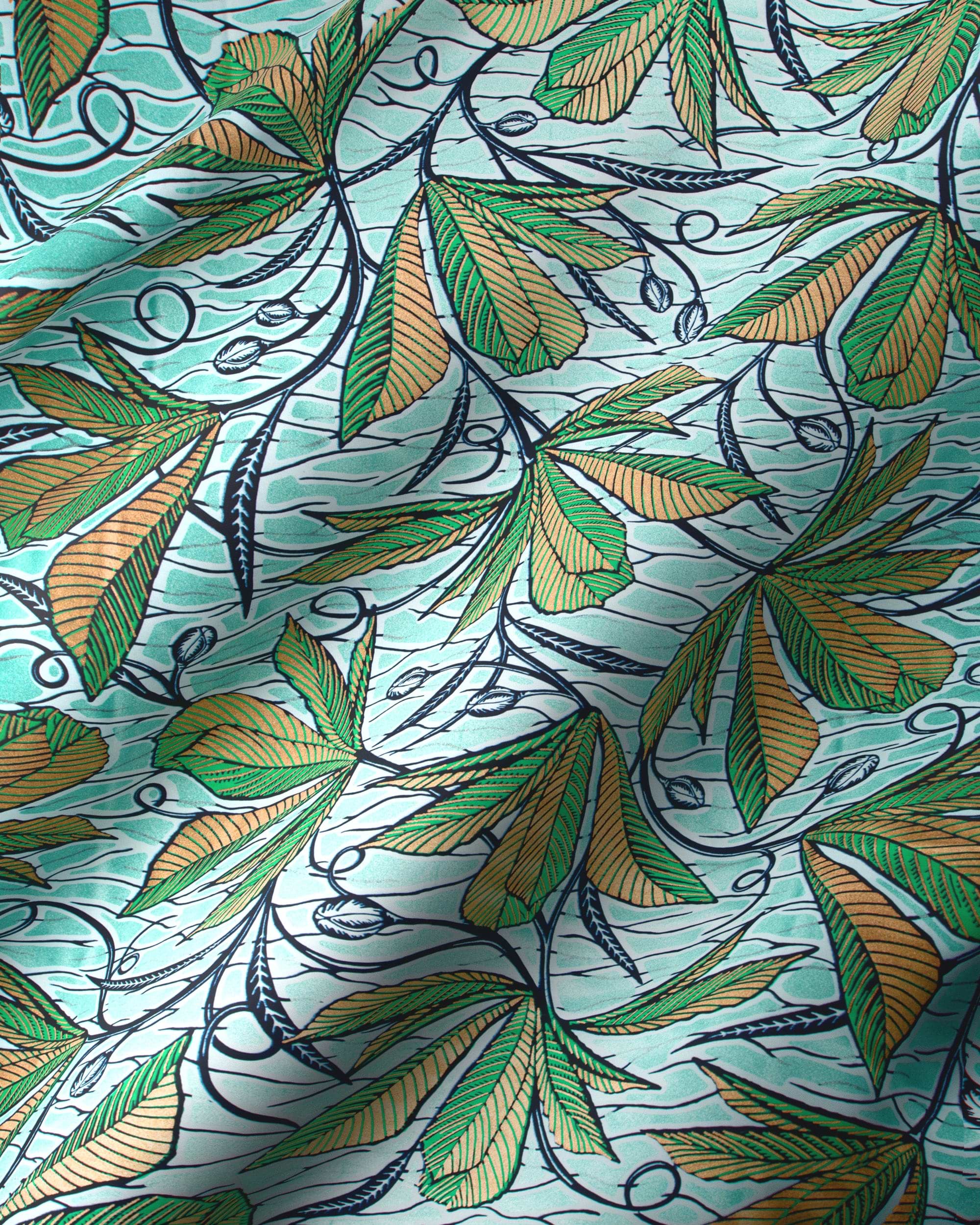 Vibrant fabric pattern stylized green wax glitterglam vlw6198.022