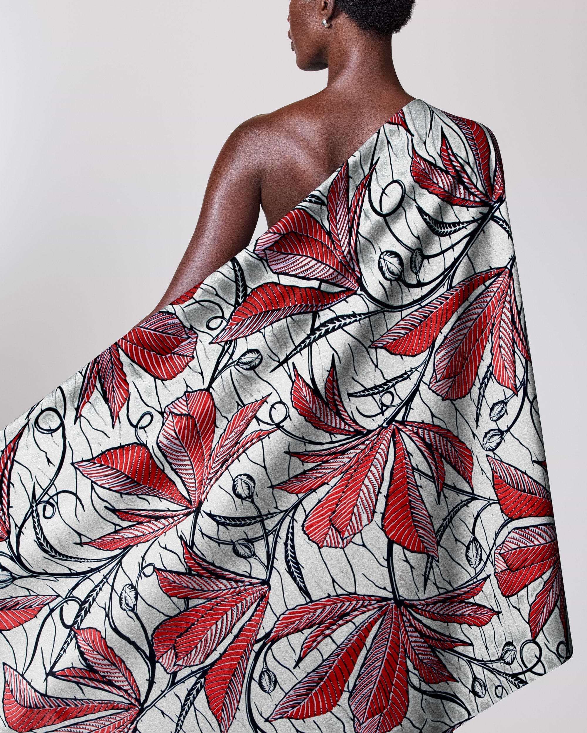 White fabric bold red black wax glitterglam vlw6198.023