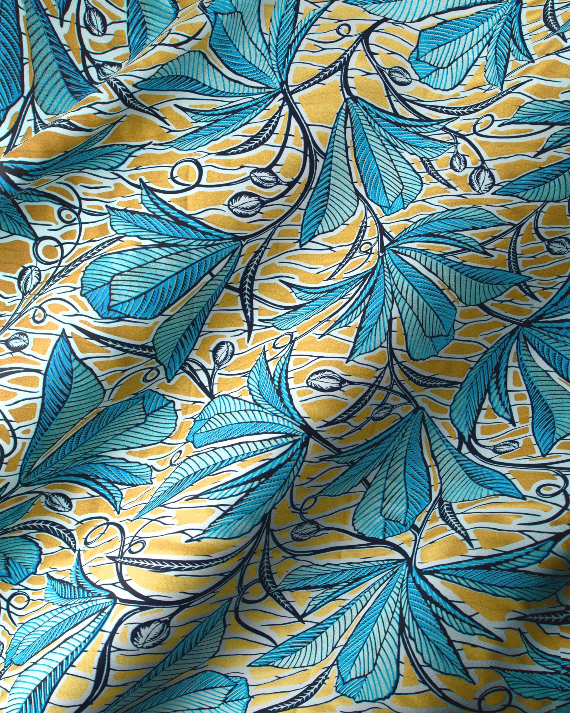 Vibrant yellow fabric adorned intricate wax glitterglam vlw6198.024