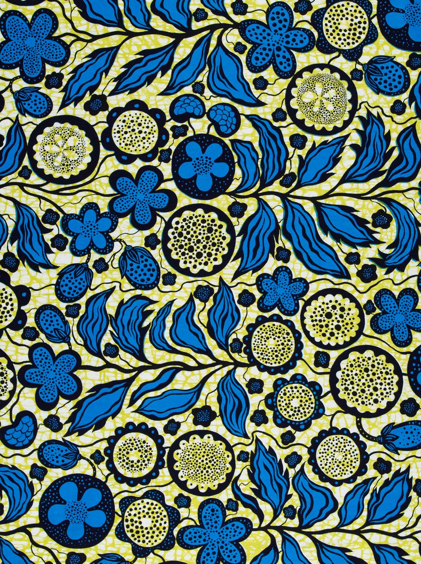 Vibrant blue yellow african print wax hollandais vlw6565.013