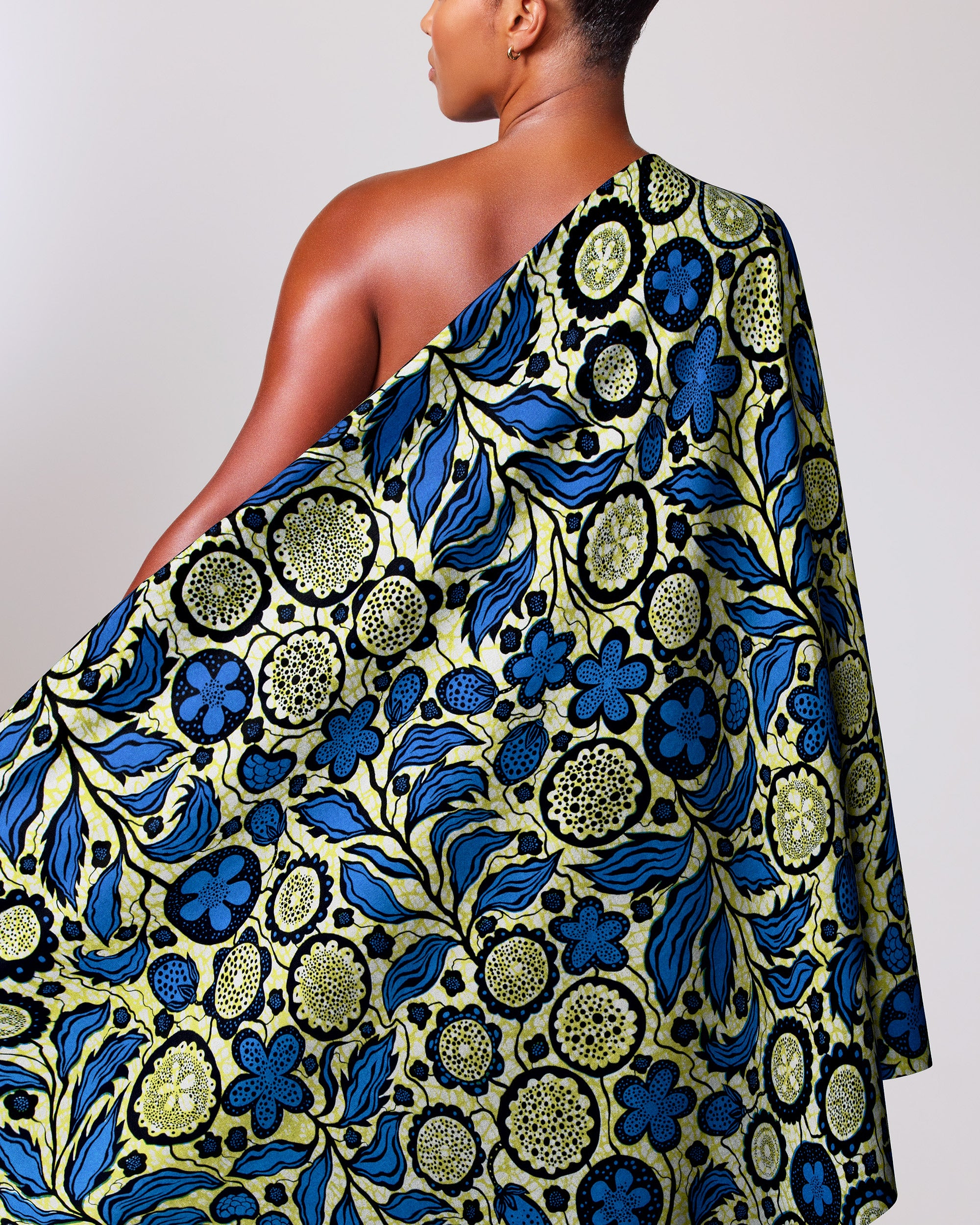 Vibrant one-shoulder wrap dress bold wax hollandais vlw6565.013