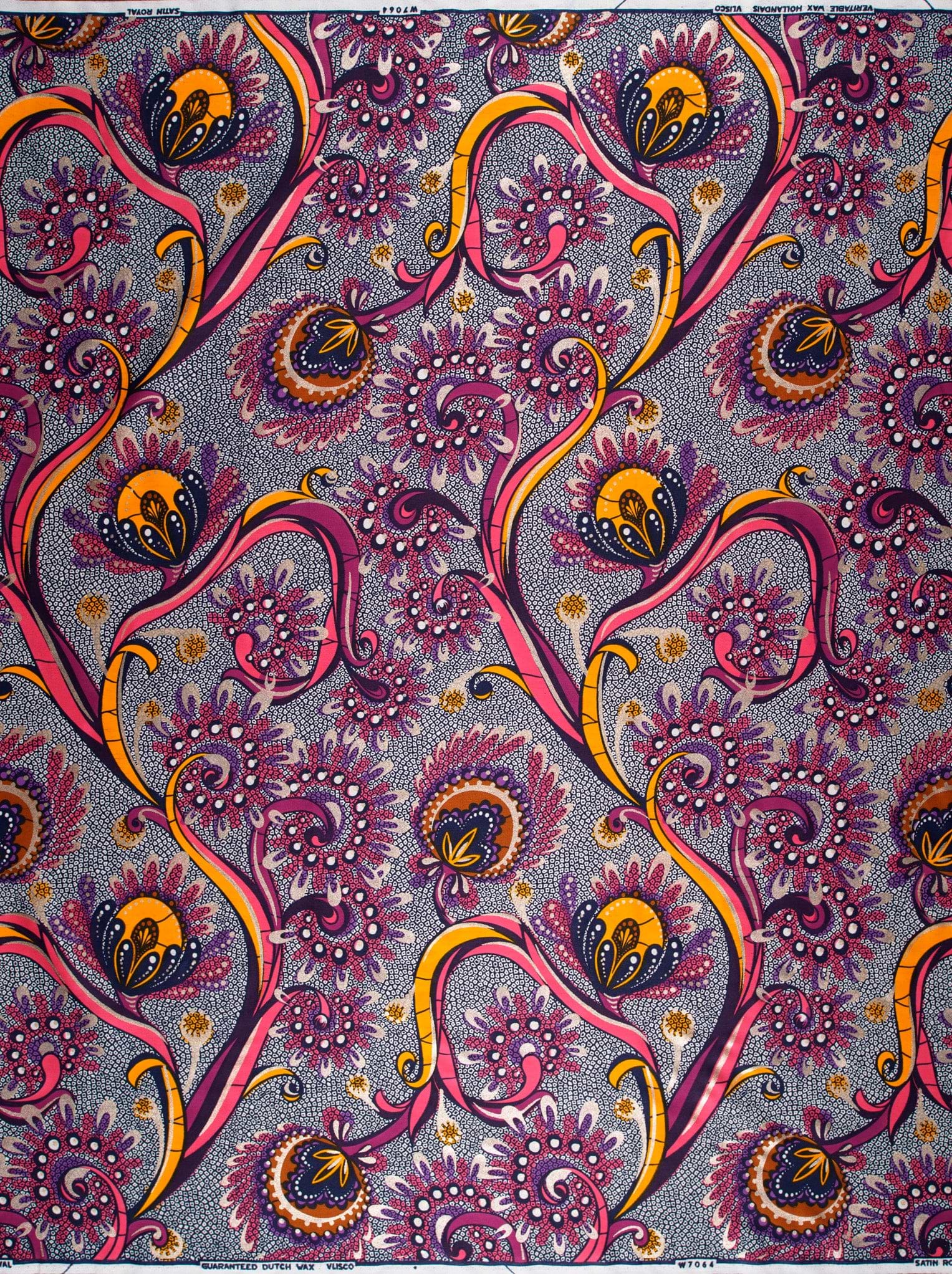 Vibrant purple pink floral-patterned african satin royal vlw7064.002