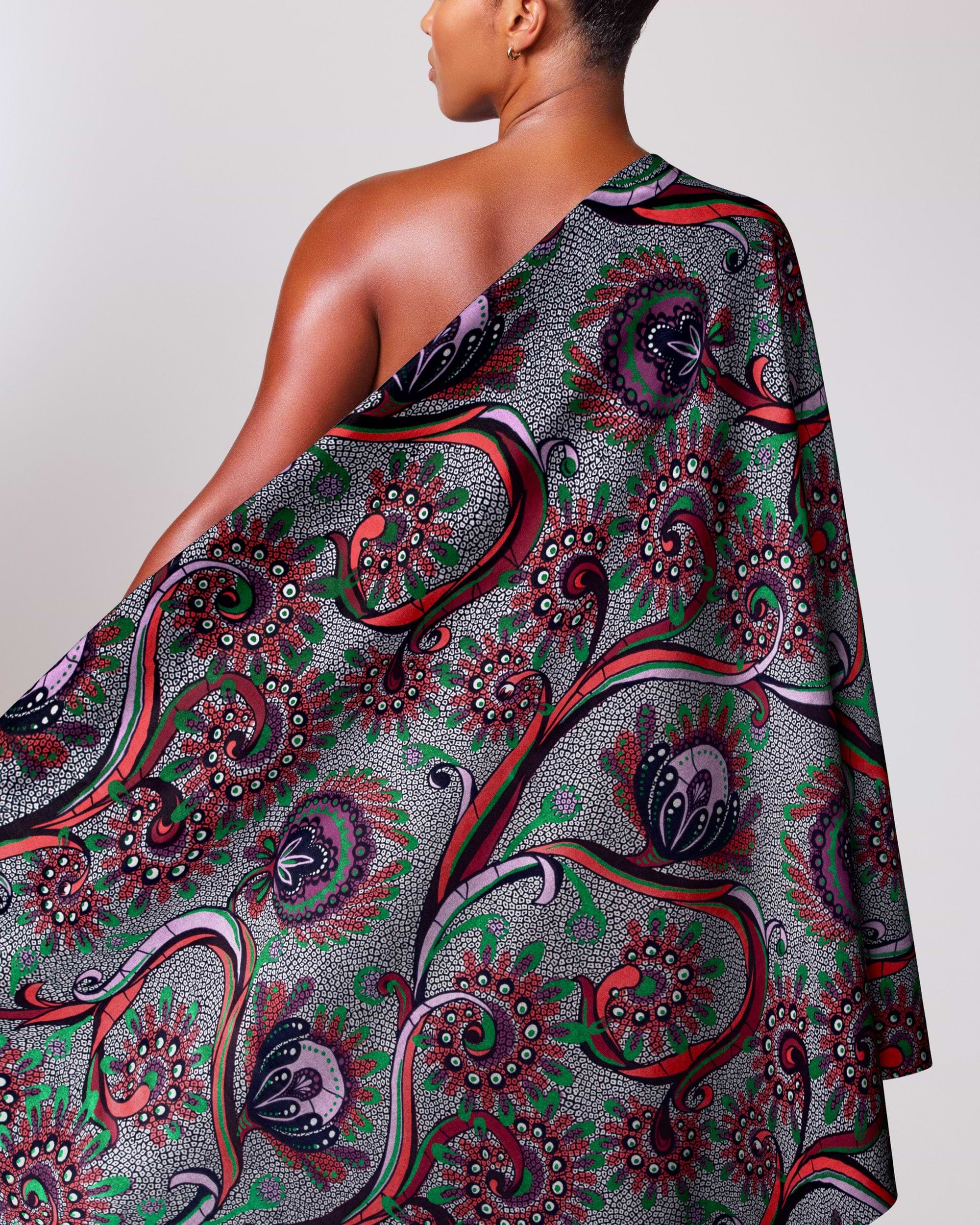 Vibrant one-shoulder wrap dress bold satin royal vlw7064.004