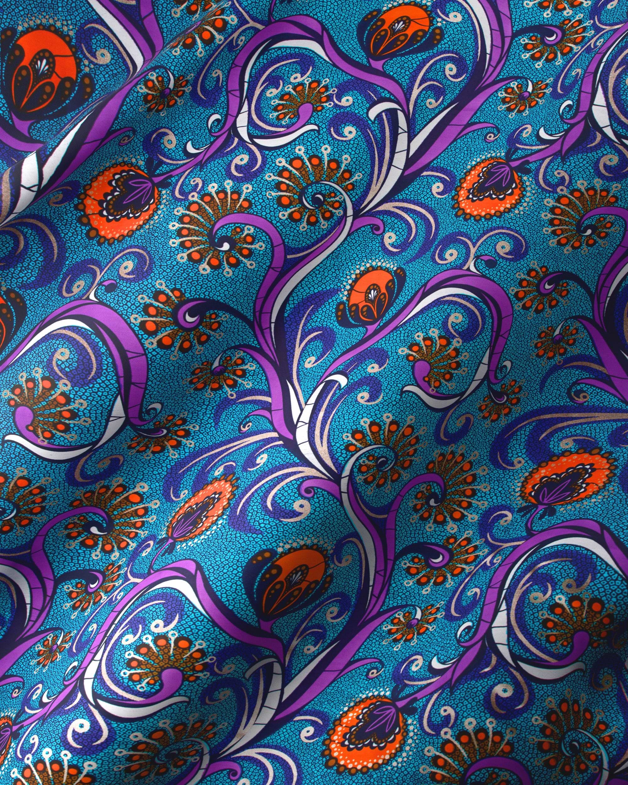 Vibrant teal fabric adorned purple satin royal vlw7064.007