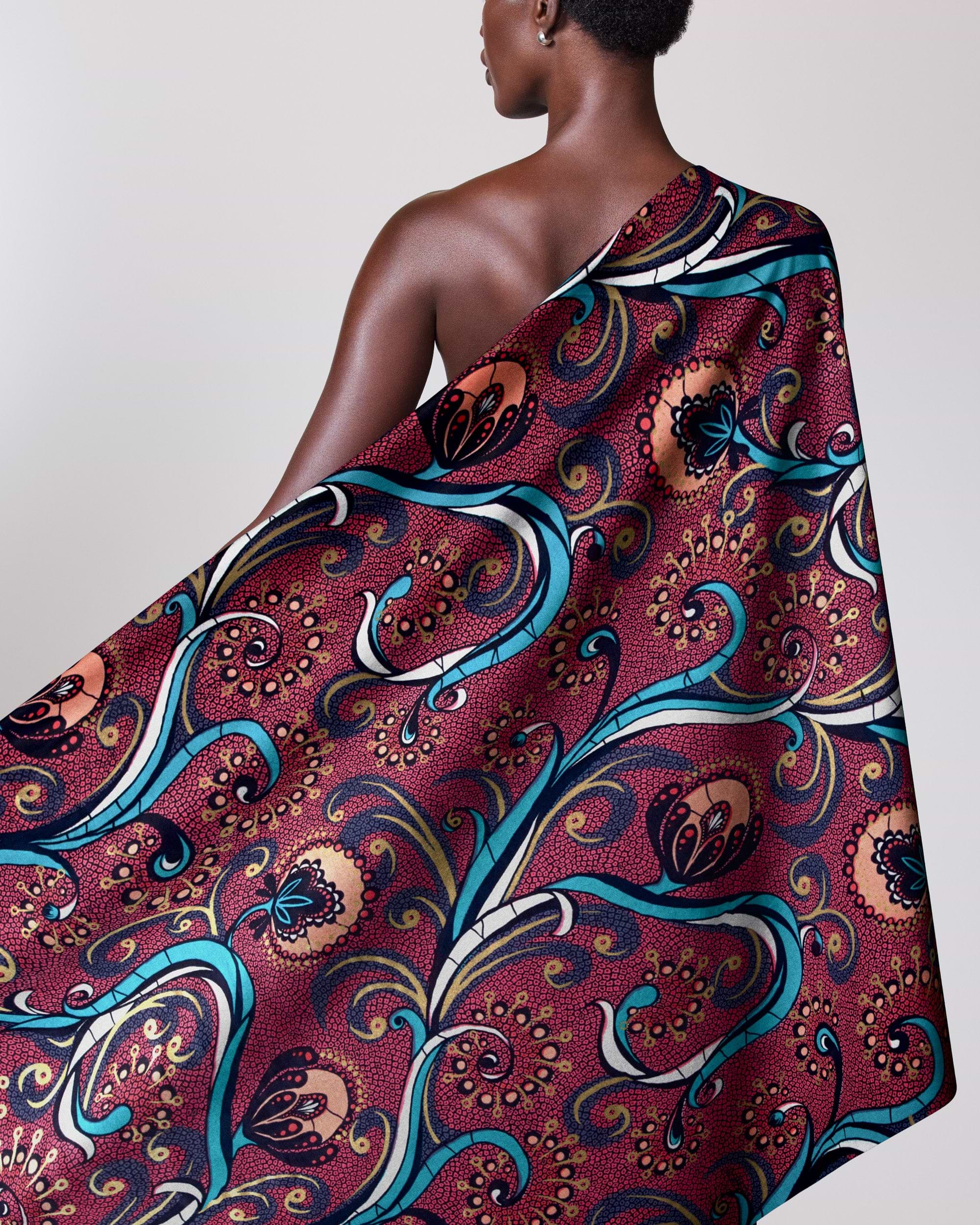 One-shoulder wrap dress rich maroon satin royal vlw7064.009
