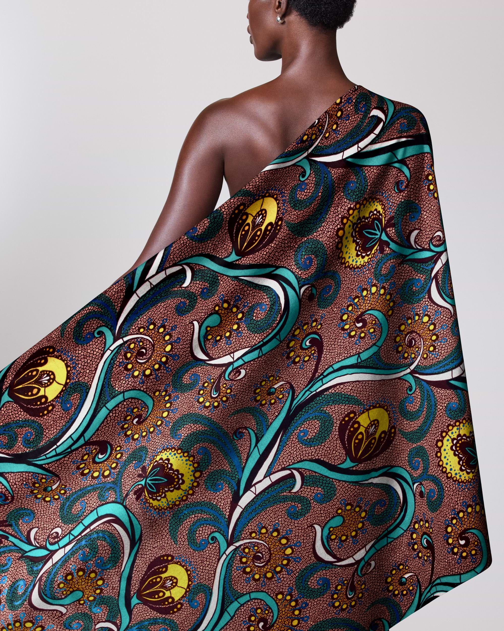 Vibrant one-shoulder wrap dress rich satin royal vlw7064.010