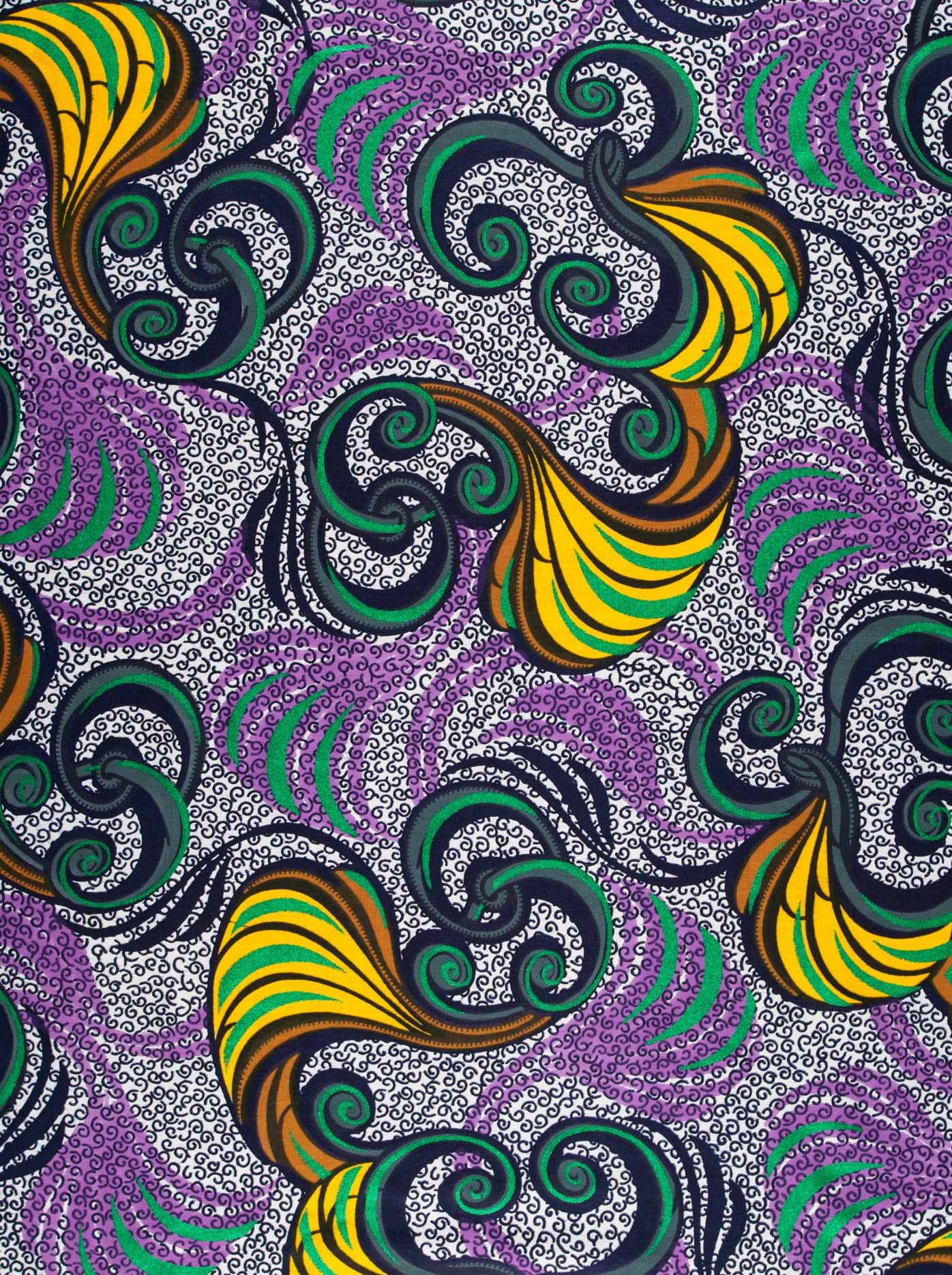 Vibrant african print fabric leaf-like satin royal vlw7252.001