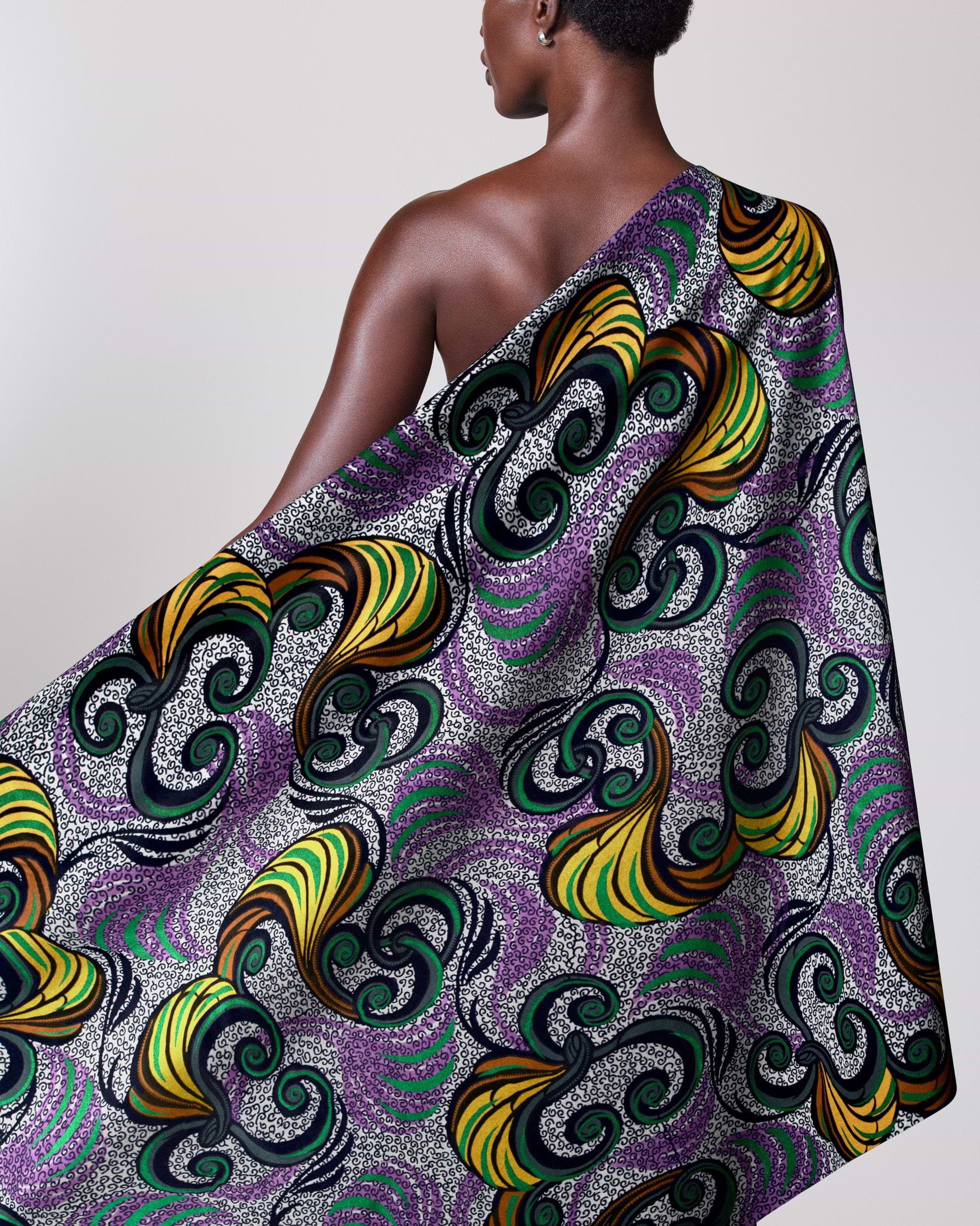 Vibrant one-shoulder wrap dress bold satin royal vlw7252.001