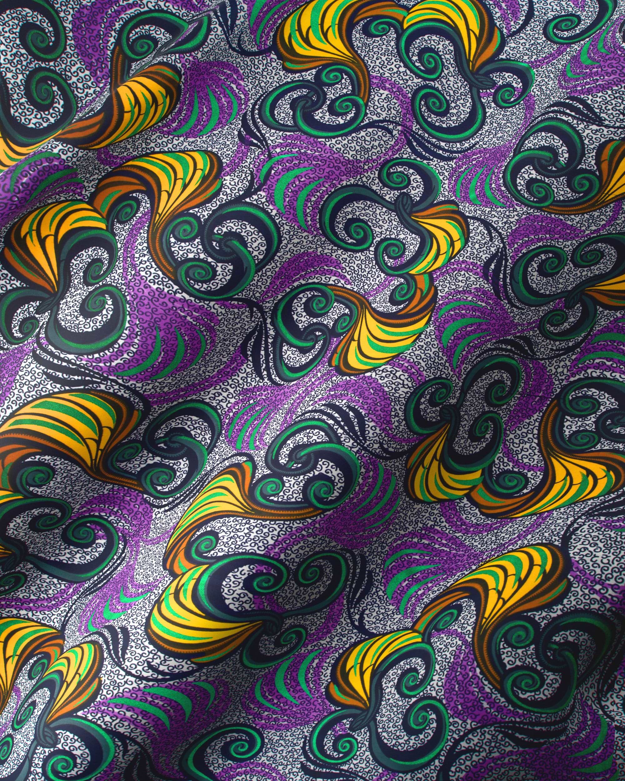 Vibrant purple green yellow patterned satin royal vlw7252.001