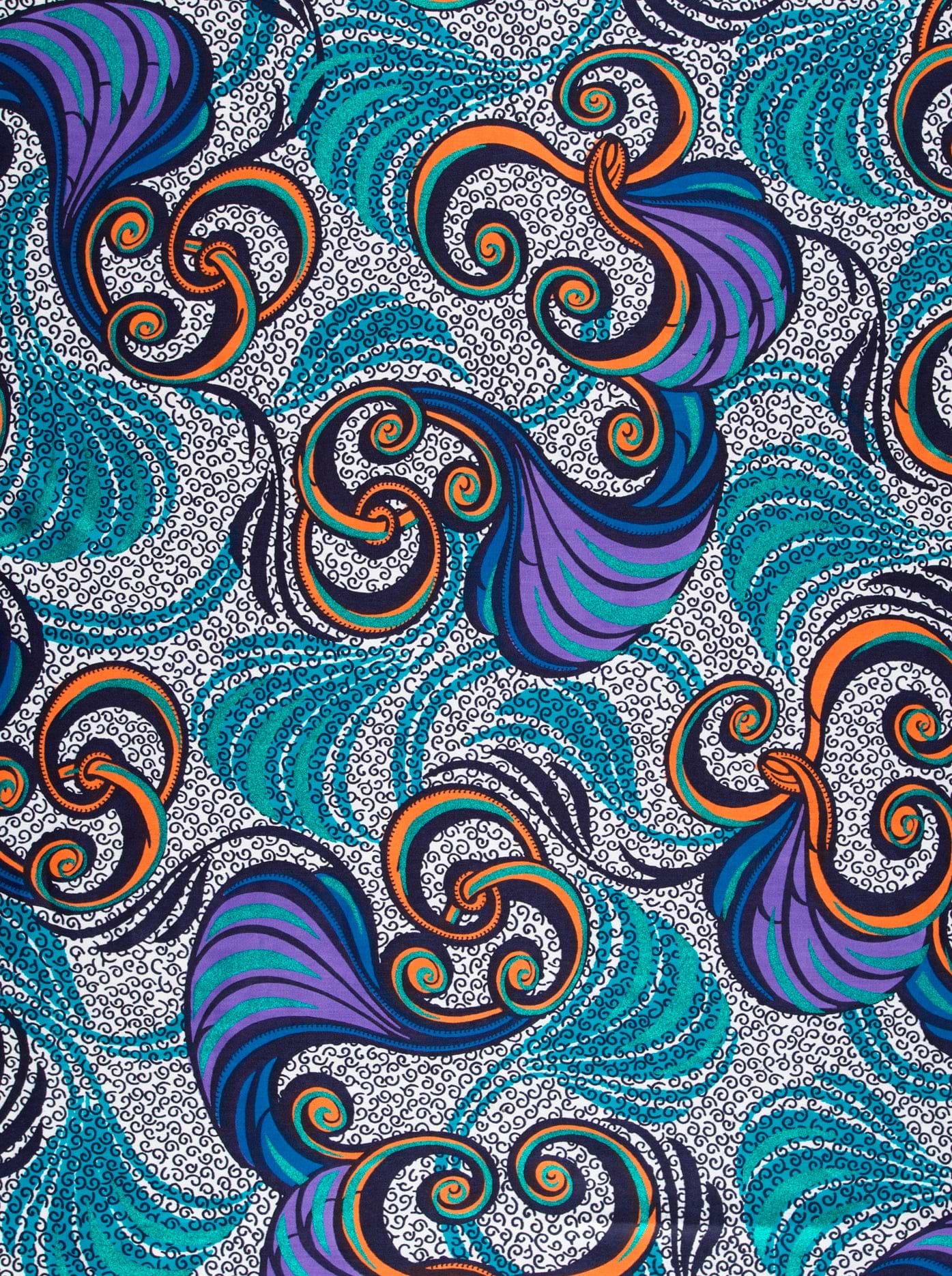 Vibrant turquoise purple paisley pattern satin royal vlw7252.002